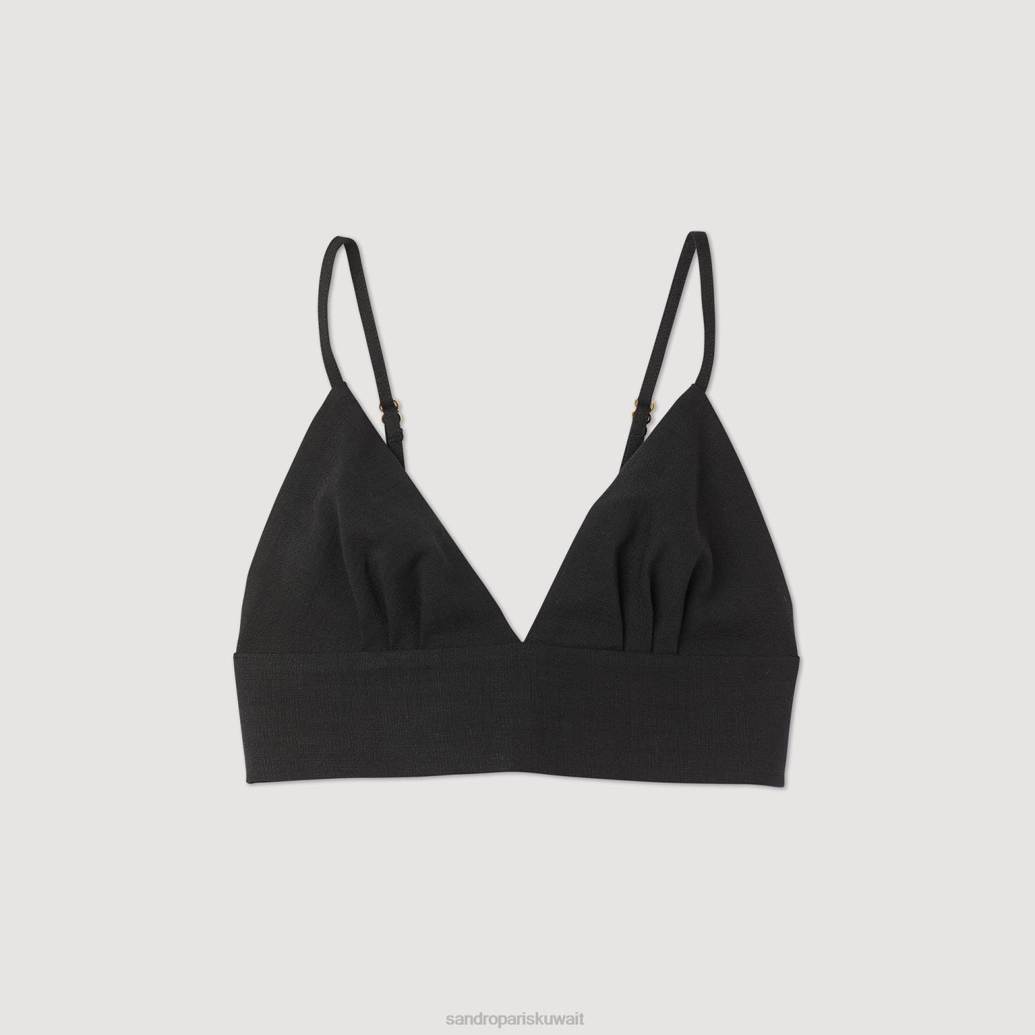 ثياب Sandro Paris اعلى المحاصيل أسود نحيف ZJ00223