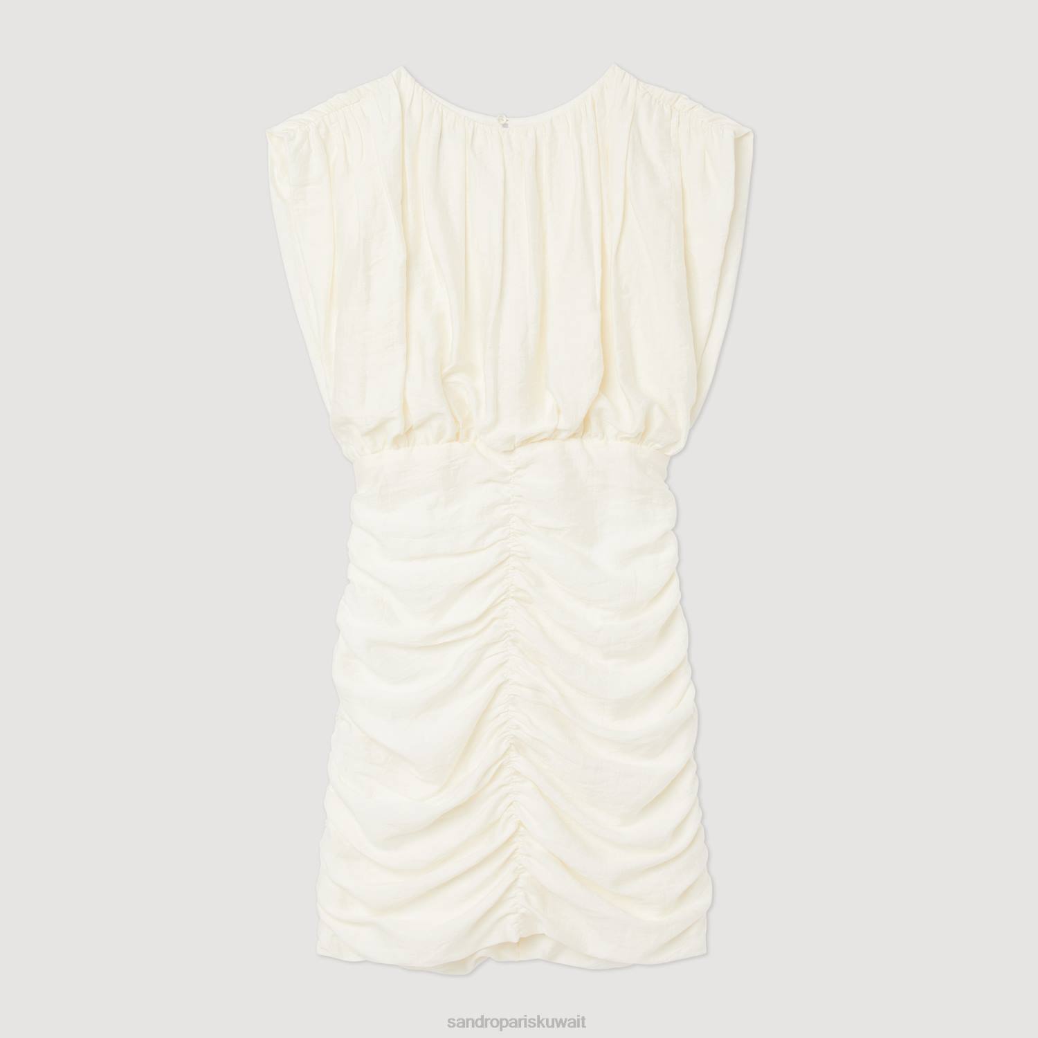 ثياب Sandro Paris فستان قصير ثنيات بيج فاتح نحيف ZJ00224