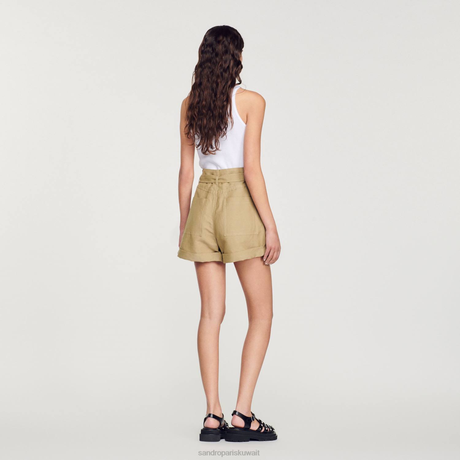 ثياب Sandro Paris شورت عالي الخصر أرض نحيف ZJ00225