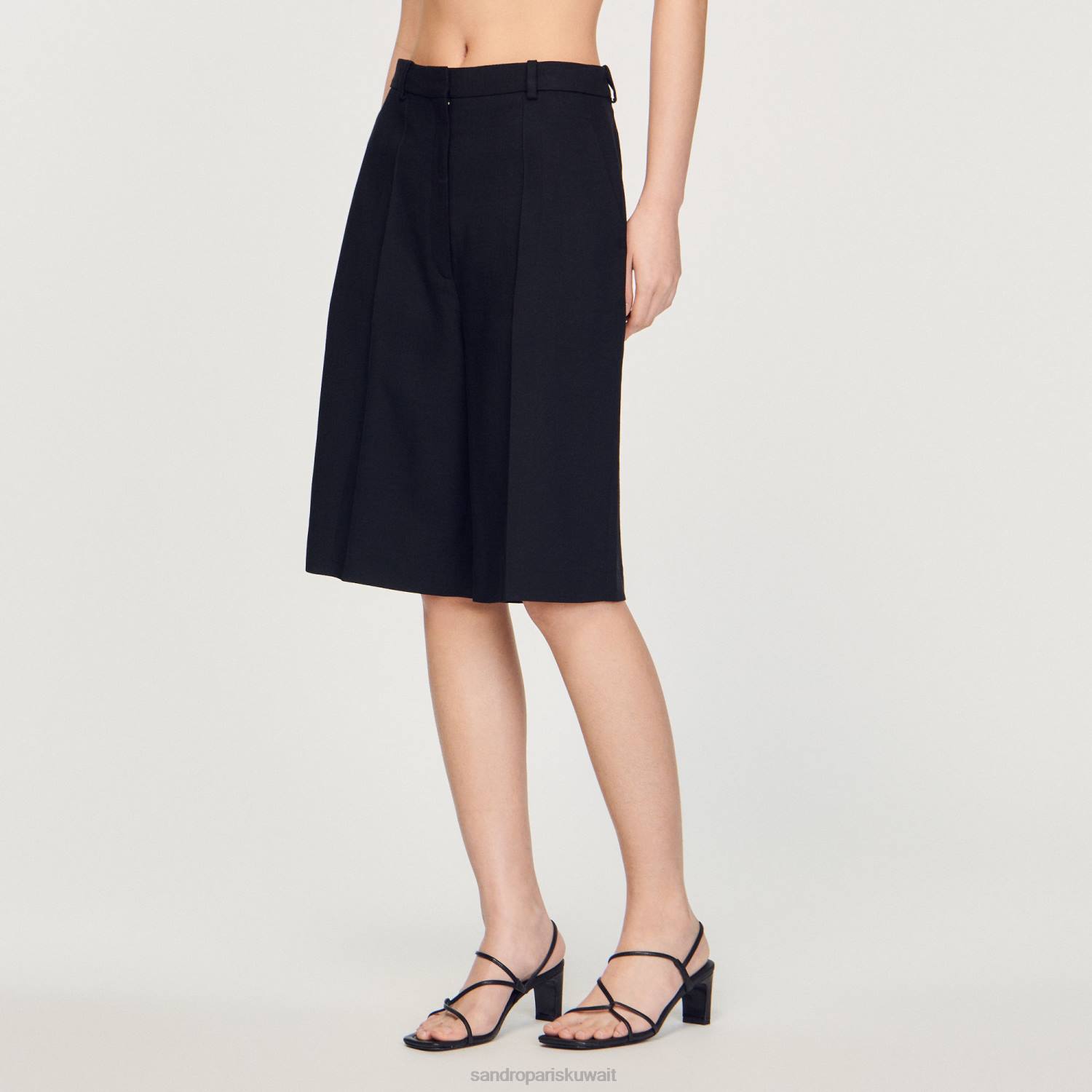 ثياب Sandro Paris شورت برمودا بقصة مستقيمة أسود نحيف ZJ00226