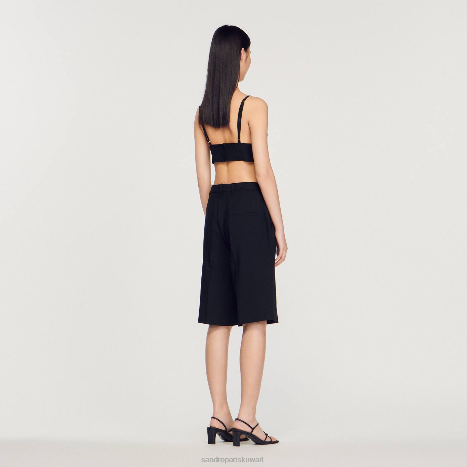 ثياب Sandro Paris شورت برمودا بقصة مستقيمة أسود نحيف ZJ00226