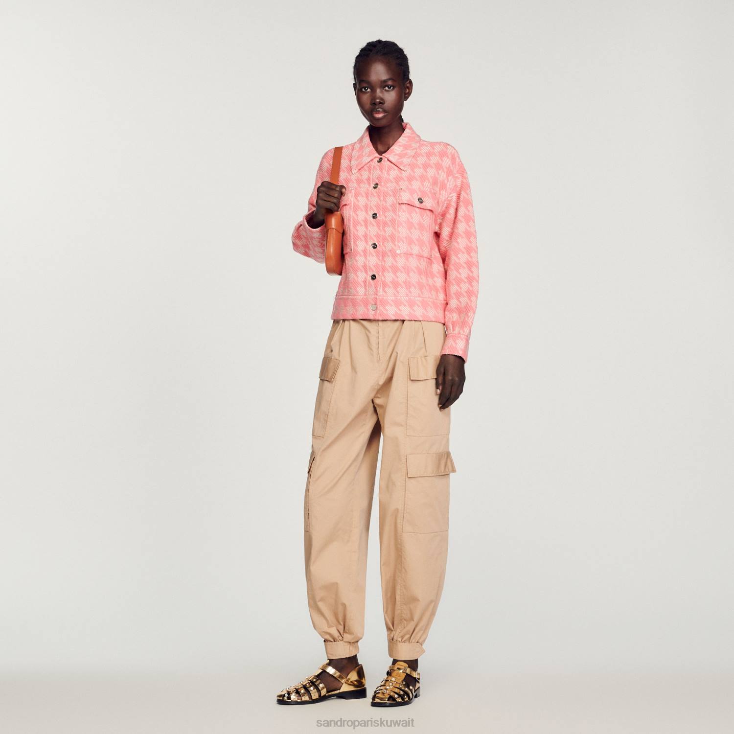 ثياب Sandro Paris سترة هاوندزتوث لون القرنفل نحيف ZJ00228