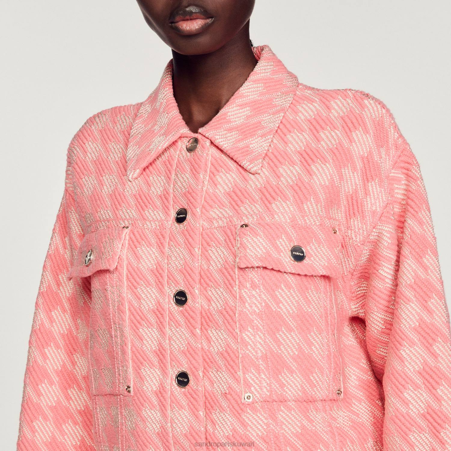 ثياب Sandro Paris سترة هاوندزتوث لون القرنفل نحيف ZJ00228