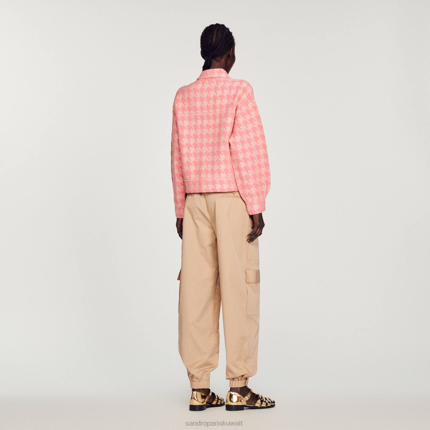 ثياب Sandro Paris سترة هاوندزتوث لون القرنفل نحيف ZJ00228