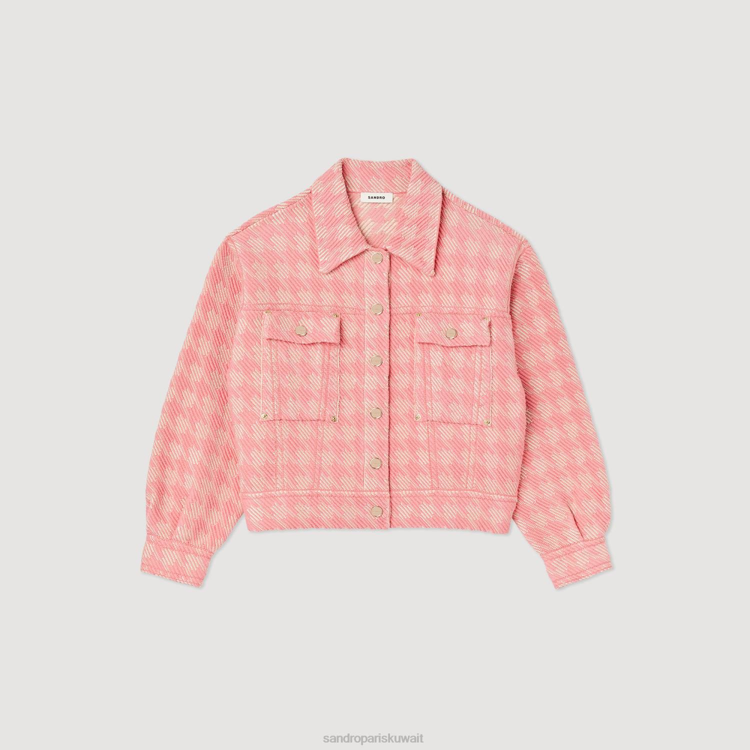 ثياب Sandro Paris سترة هاوندزتوث لون القرنفل نحيف ZJ00228