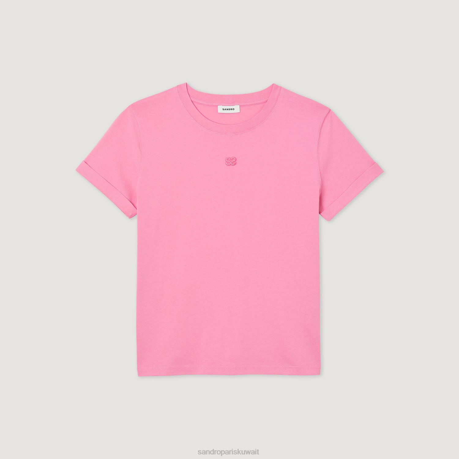 ثياب Sandro Paris تي شيرت مزدوج لون القرنفل نحيف ZJ00234