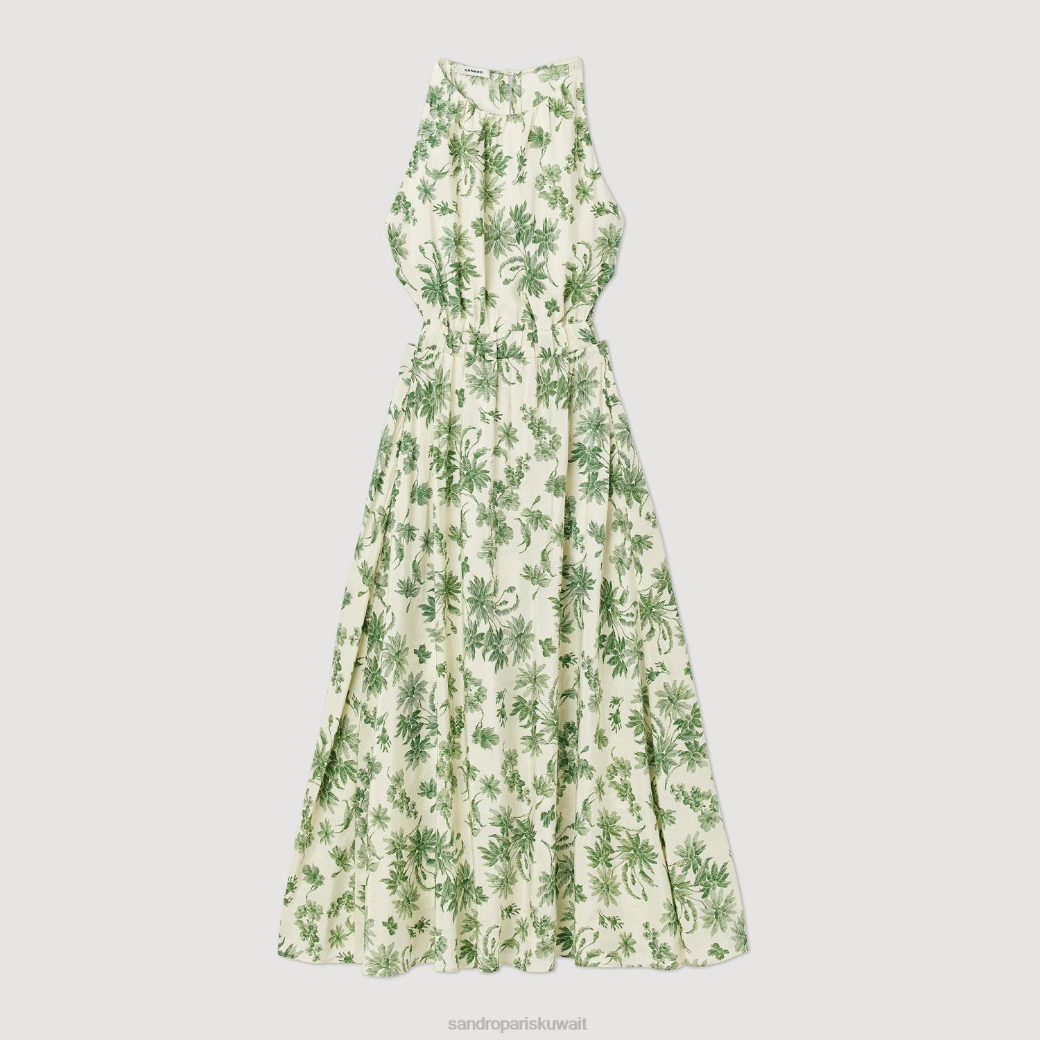ثياب Sandro Paris فستان زهري طويل بيج فاتح - أخضر نحيف ZJ00239