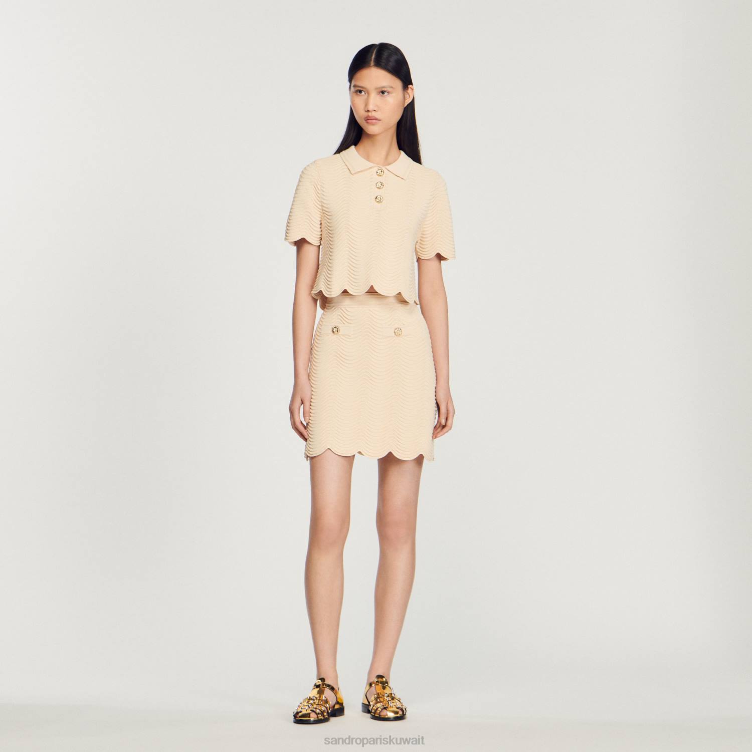 ثياب Sandro Paris تنورة قصيرة محبوكة طبيعي نحيف ZJ00241