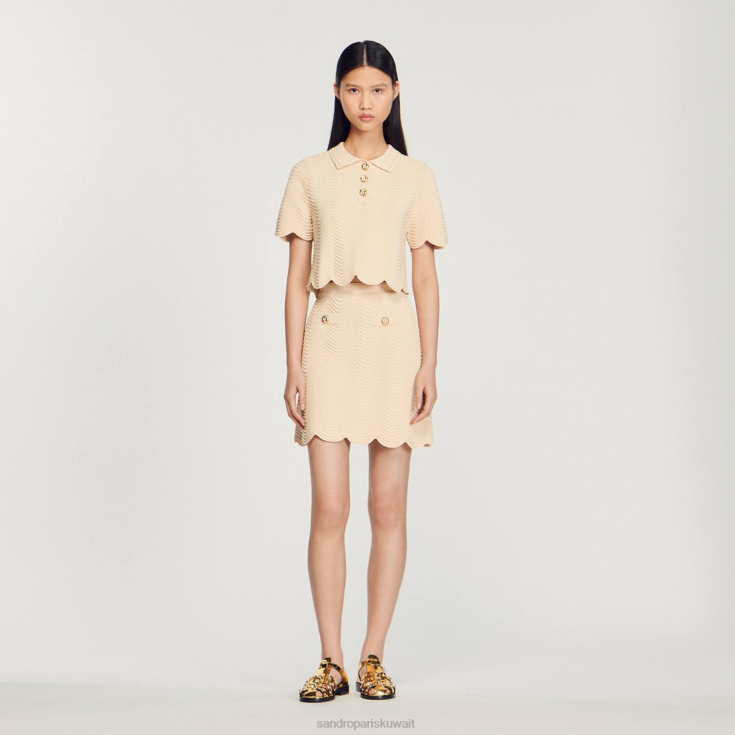 ثياب Sandro Paris تنورة قصيرة محبوكة طبيعي نحيف ZJ00241