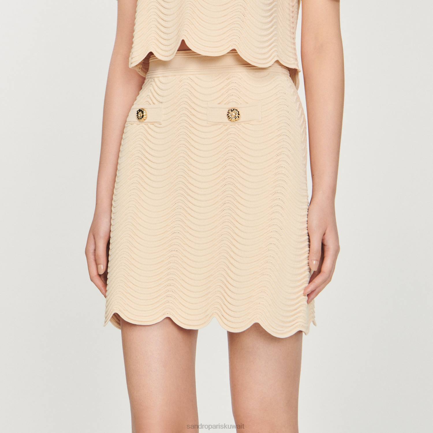 ثياب Sandro Paris تنورة قصيرة محبوكة طبيعي نحيف ZJ00241