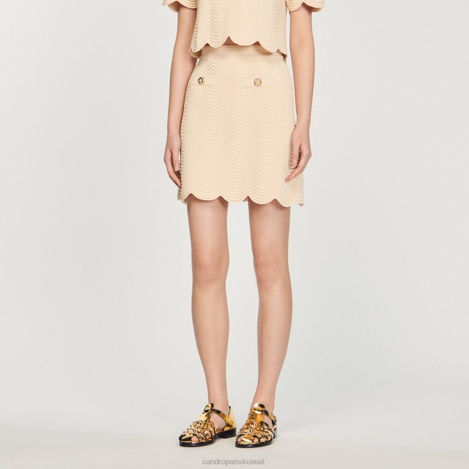 ثياب Sandro Paris تنورة قصيرة محبوكة طبيعي نحيف ZJ00241