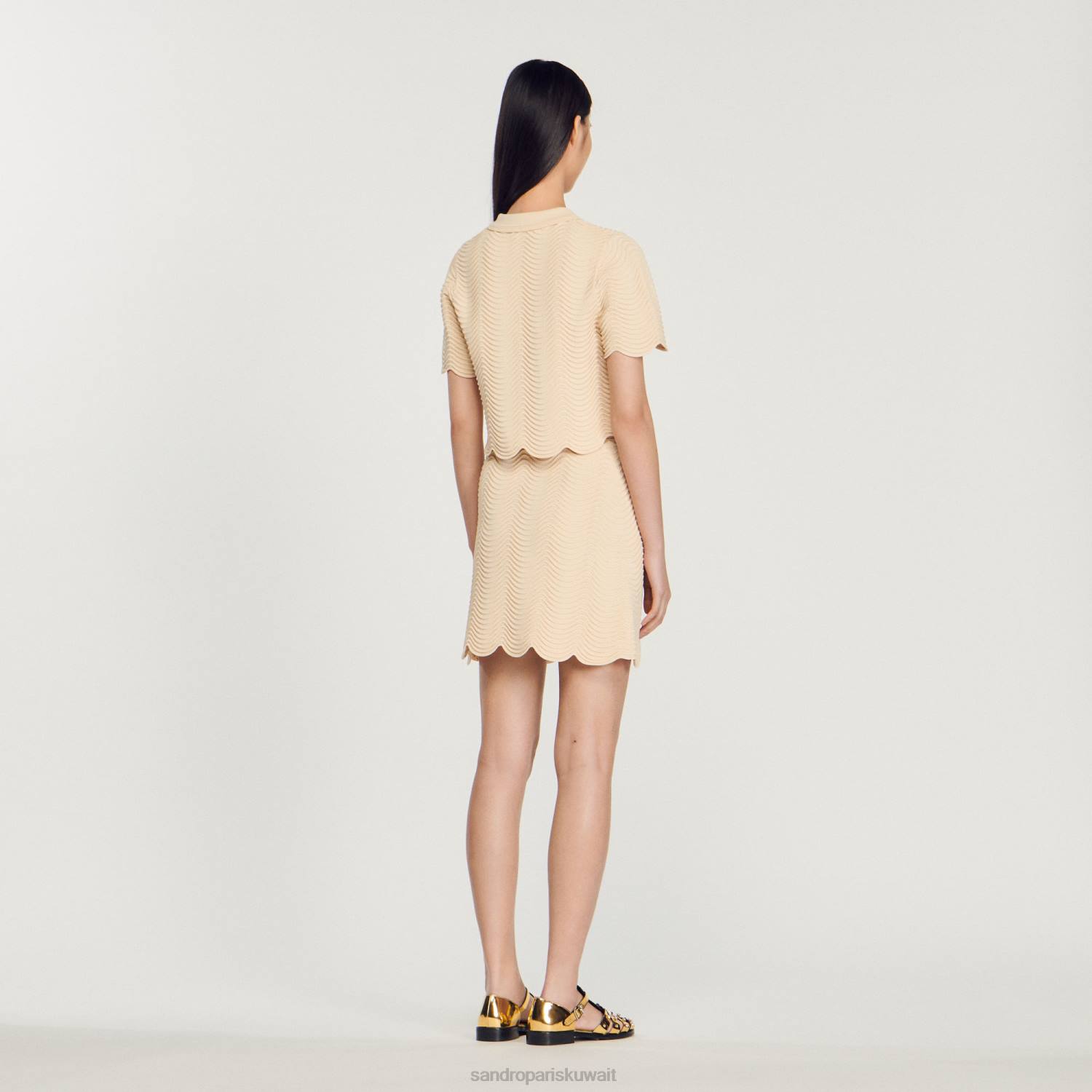 ثياب Sandro Paris تنورة قصيرة محبوكة طبيعي نحيف ZJ00241