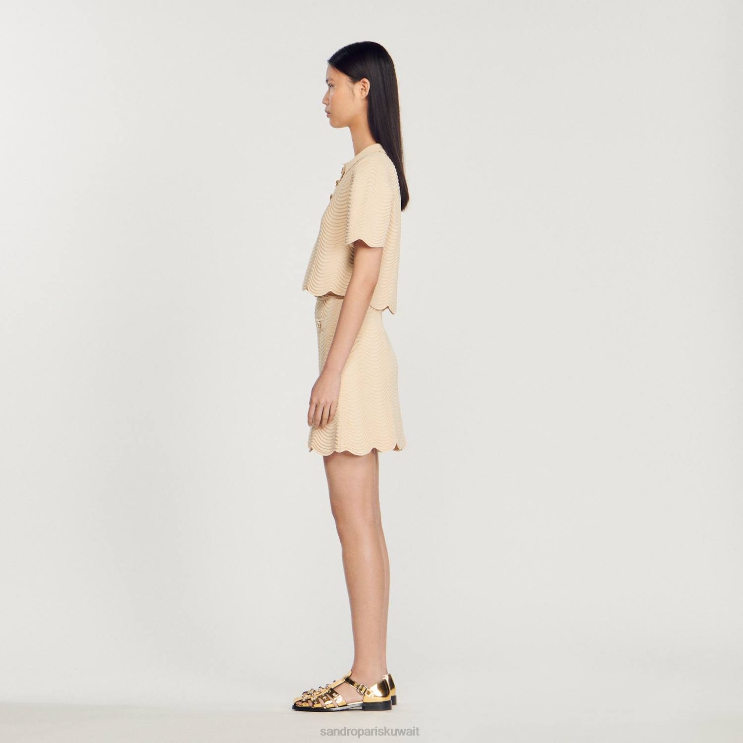 ثياب Sandro Paris تنورة قصيرة محبوكة طبيعي نحيف ZJ00241