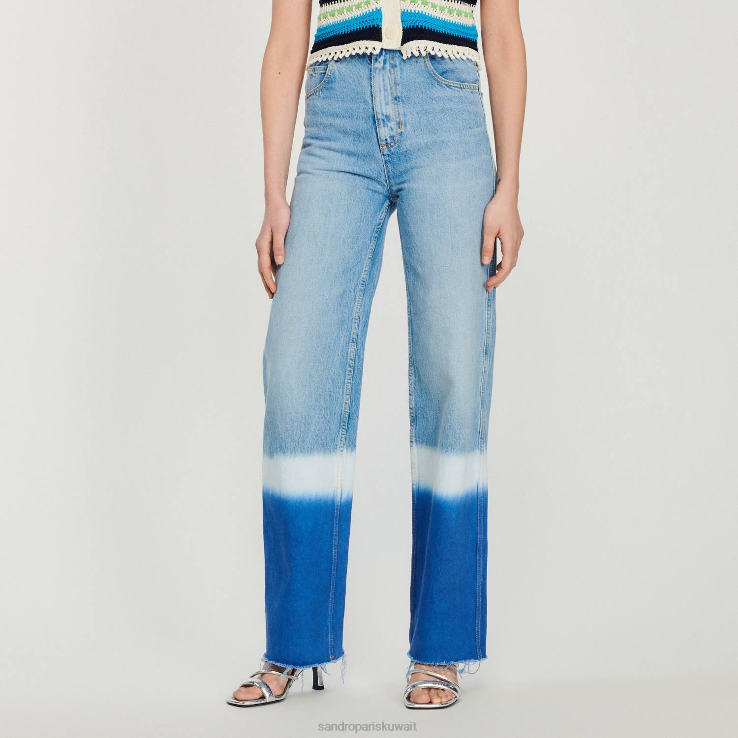 ثياب Sandro Paris الجينز المصبوغ جينز أزرق نحيف ZJ00246