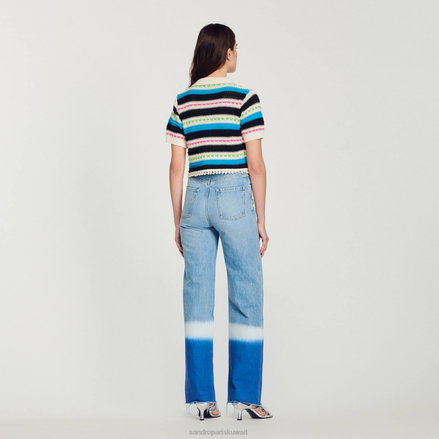 ثياب Sandro Paris الجينز المصبوغ جينز أزرق نحيف ZJ00246