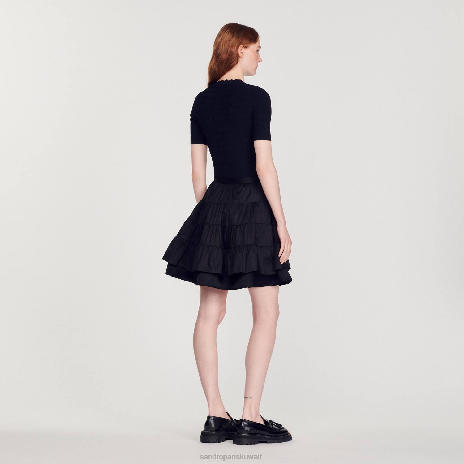 ثياب Sandro Paris سترة محبوكة بأزرار فاخرة أسود نحيف ZJ00249