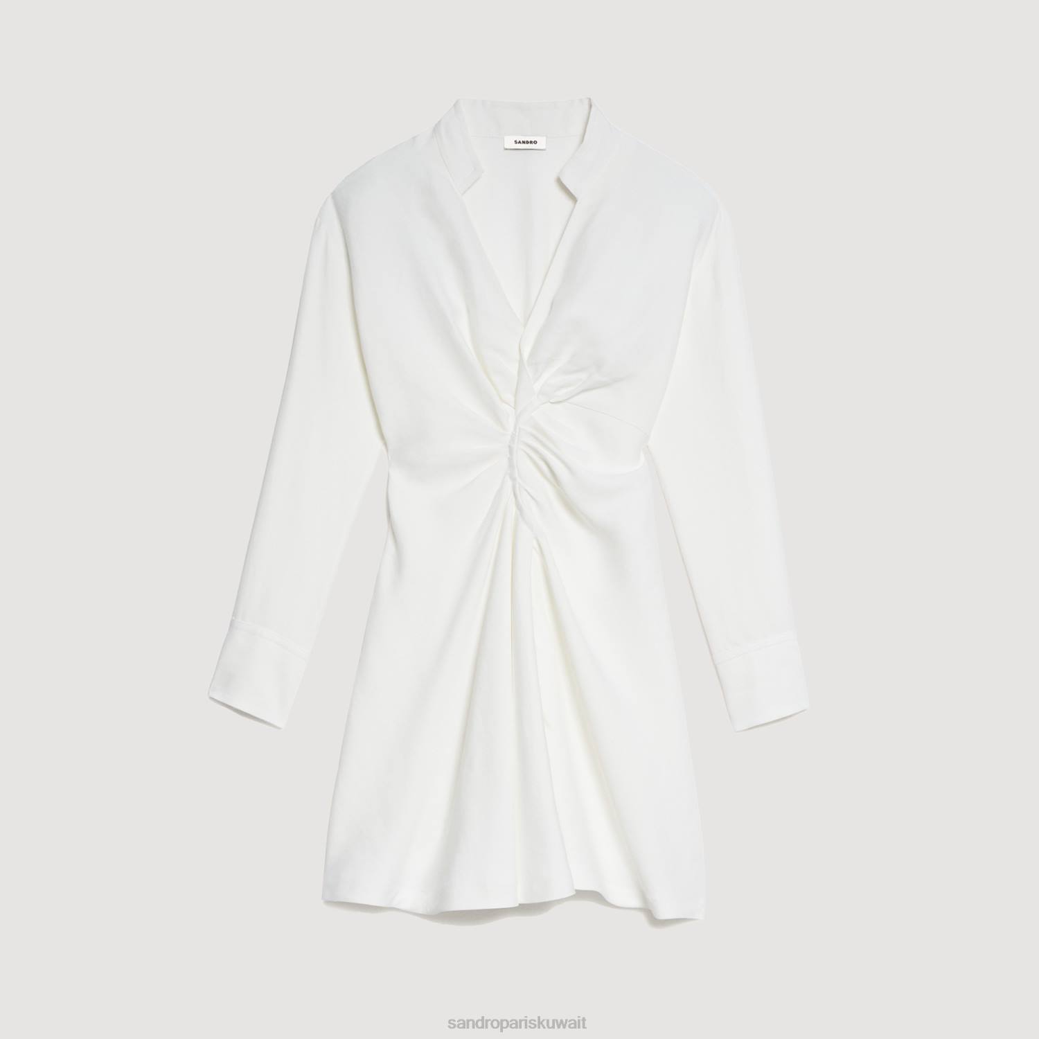 ثياب Sandro Paris فستان قصير بأكمام طويلة بيج فاتح نحيف ZJ00253