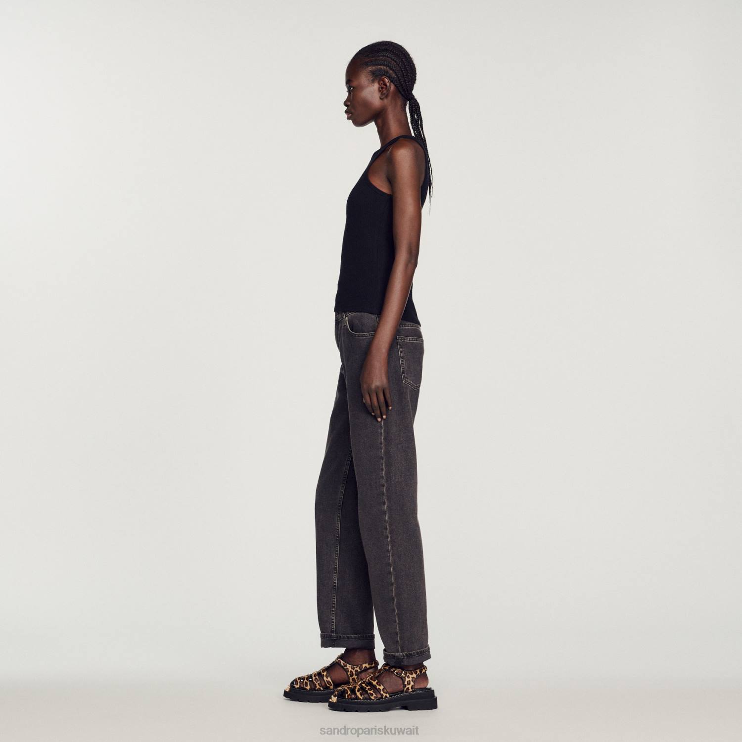 ثياب Sandro Paris سترة علوية بشعار مزدوج أسود نحيف ZJ00256