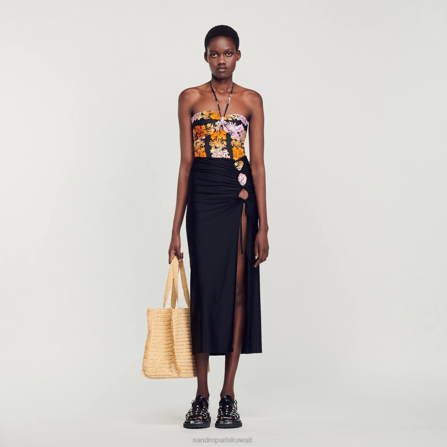 ثياب Sandro Paris تنورة ردائه أسود نحيف ZJ00261