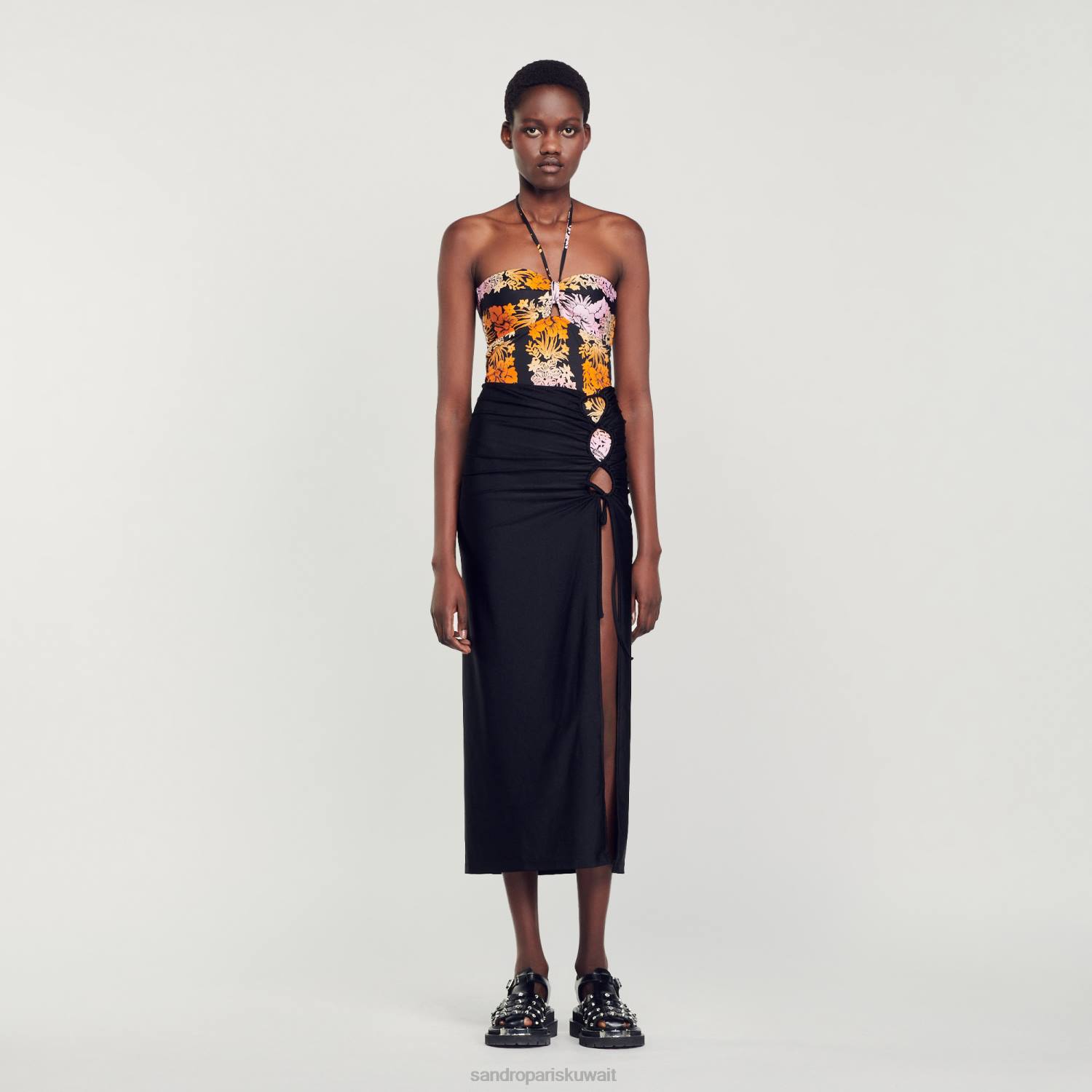 ثياب Sandro Paris تنورة ردائه أسود نحيف ZJ00261