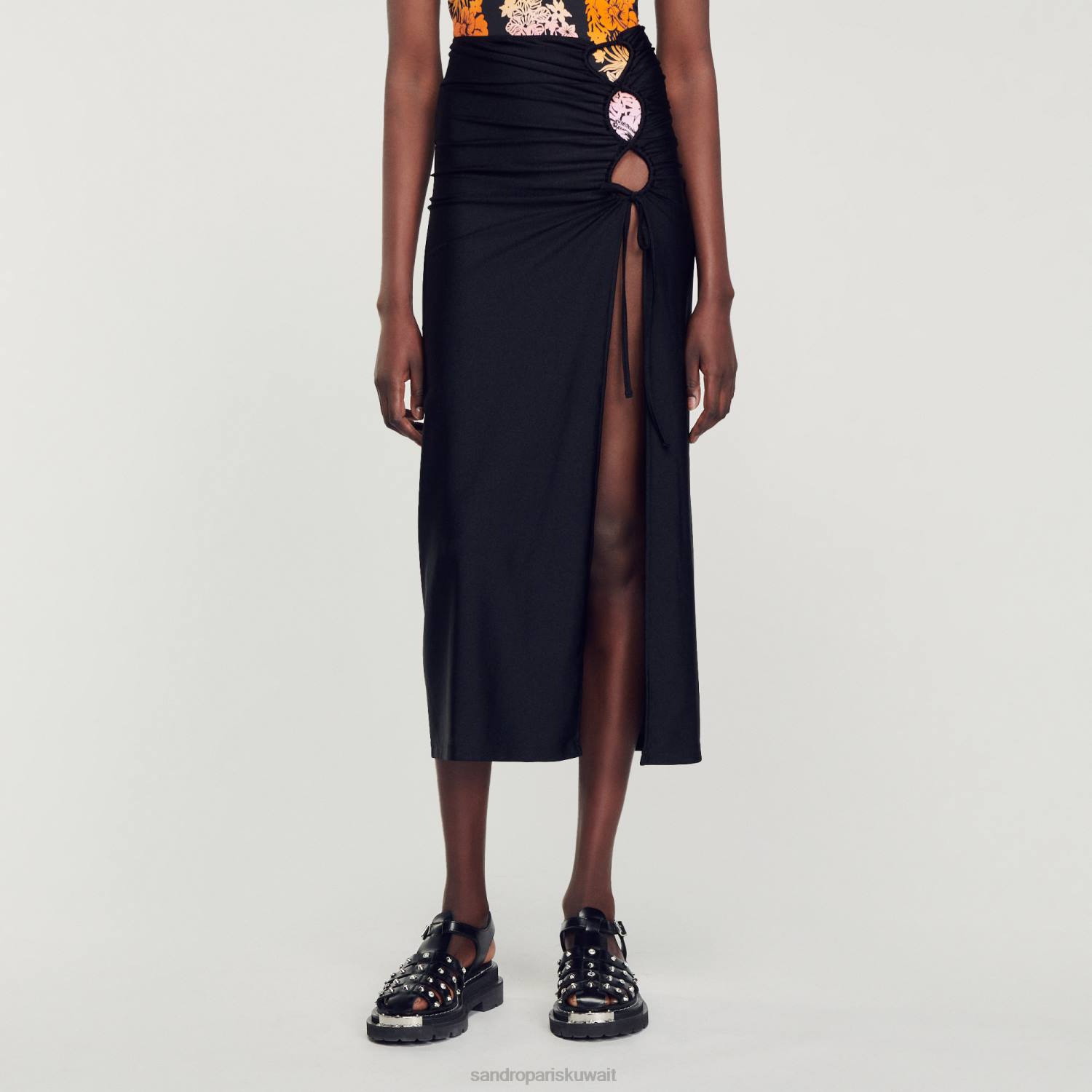 ثياب Sandro Paris تنورة ردائه أسود نحيف ZJ00261