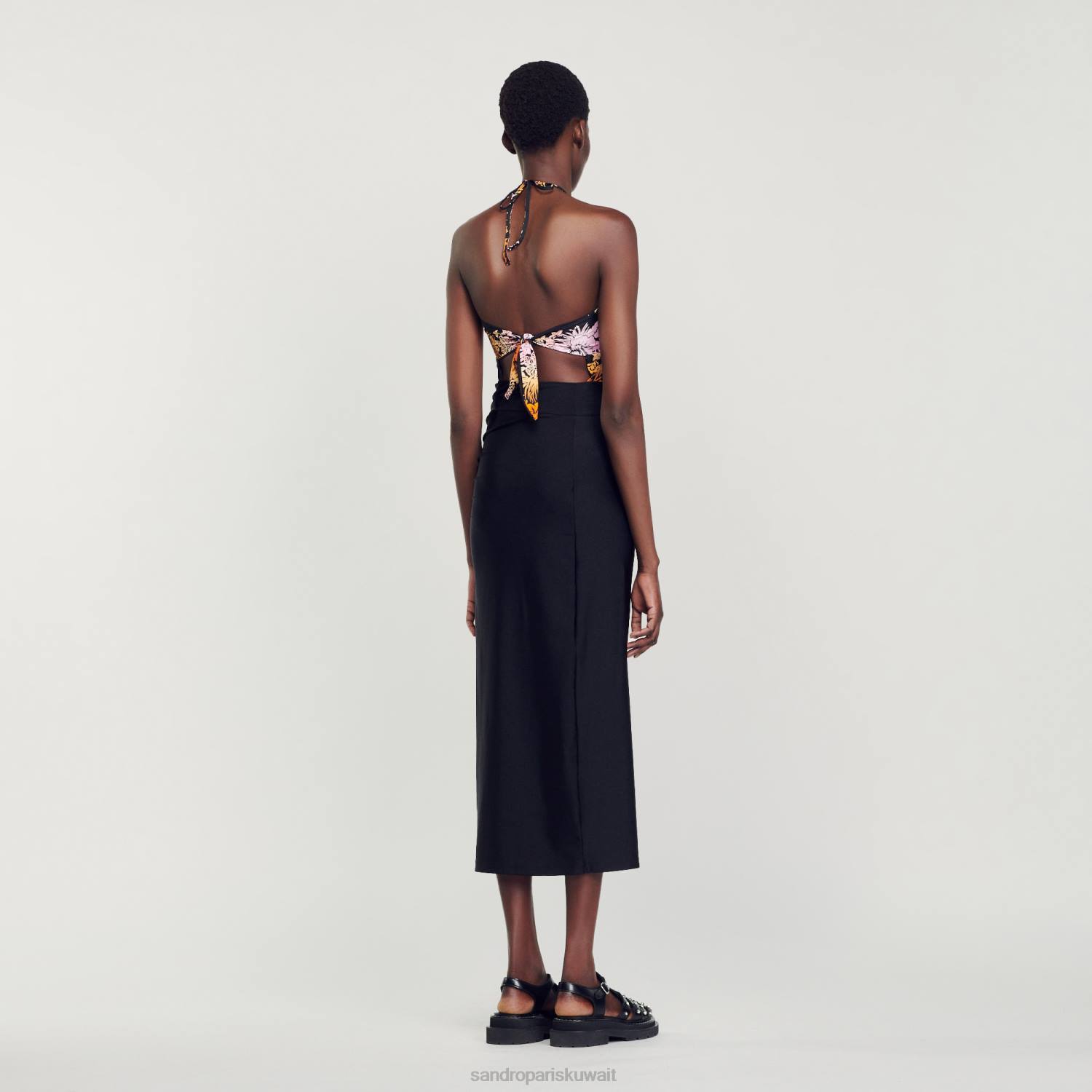 ثياب Sandro Paris تنورة ردائه أسود نحيف ZJ00261