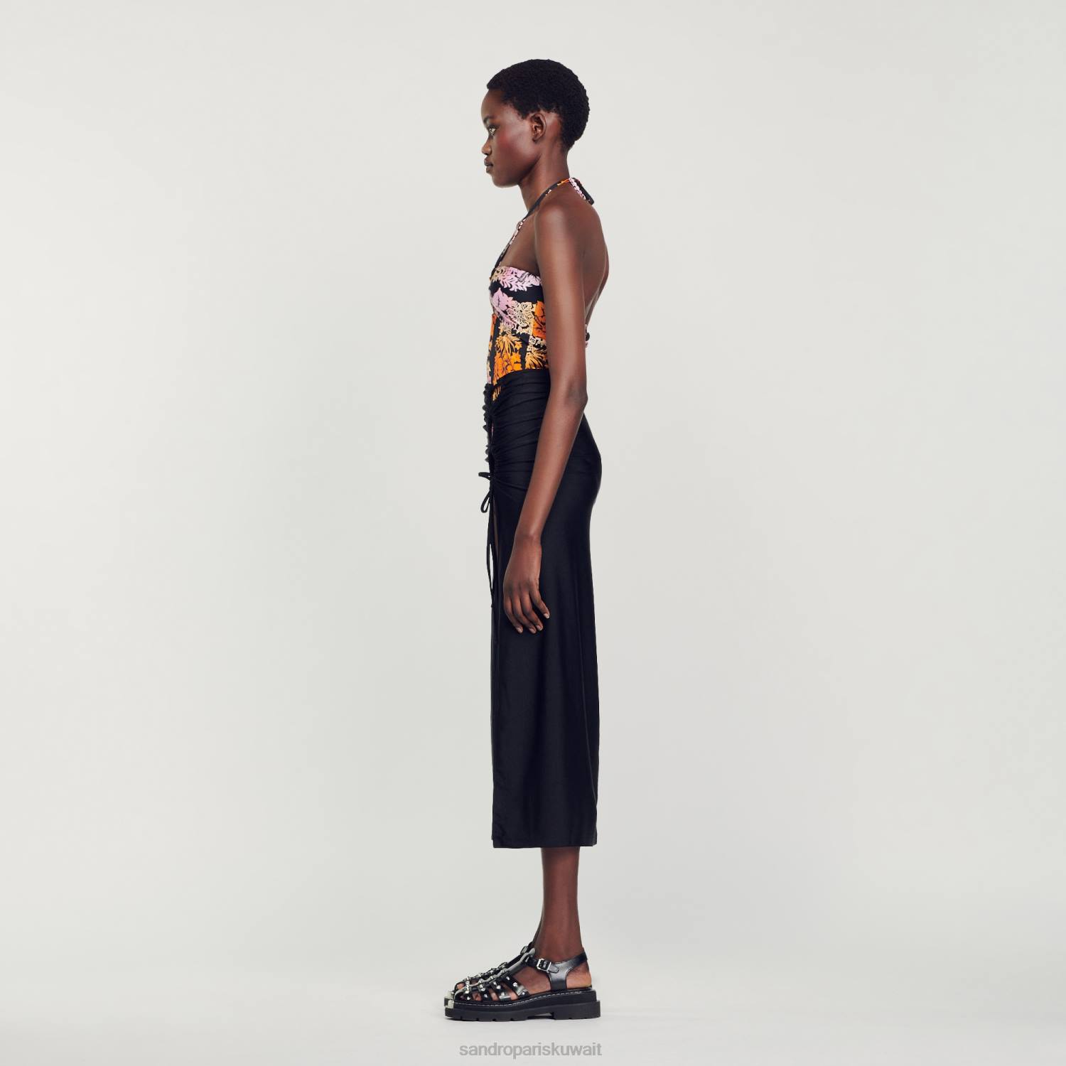 ثياب Sandro Paris تنورة ردائه أسود نحيف ZJ00261