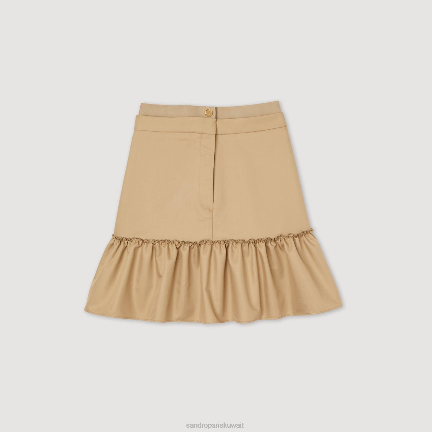 ثياب Sandro Paris تنورة قصيرة مع الكشكشة رمل نحيف ZJ00263