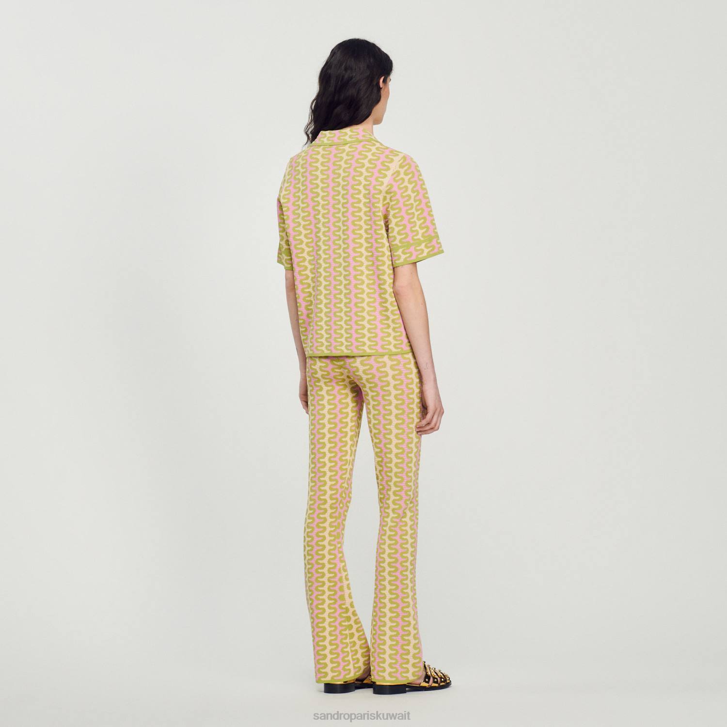 ثياب Sandro Paris سترة متماسكة منقوشة متعدد الألوان نحيف ZJ00270