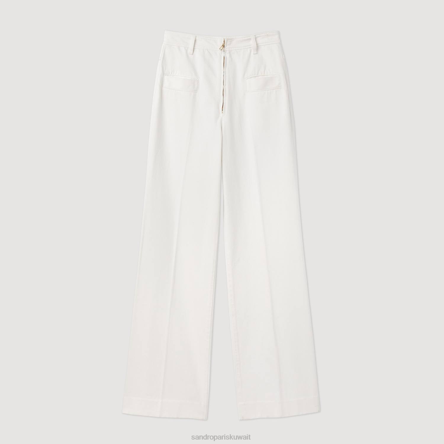 ثياب Sandro Paris بنطال قماش واسع الساق أبيض نحيف ZJ00274
