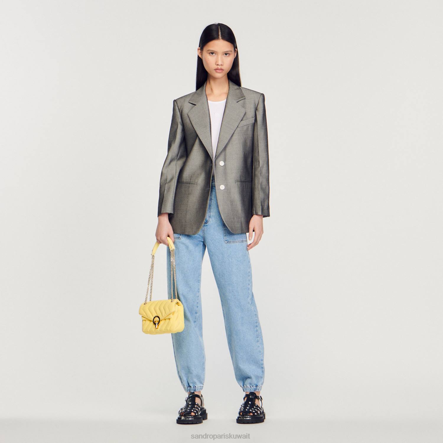 ثياب Sandro Paris سترة مصممة رمادي نحيف ZJ00275