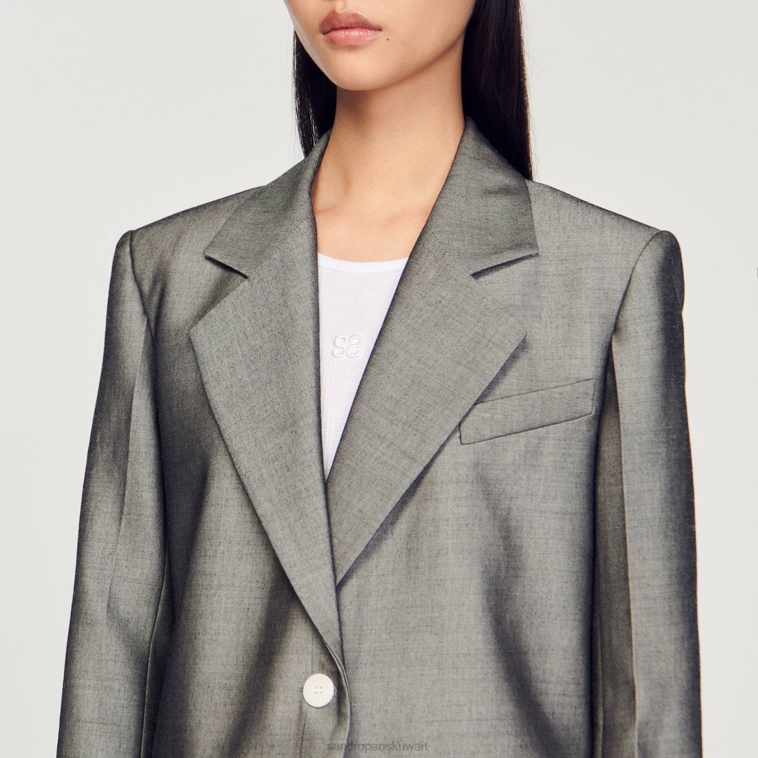 ثياب Sandro Paris سترة مصممة رمادي نحيف ZJ00275