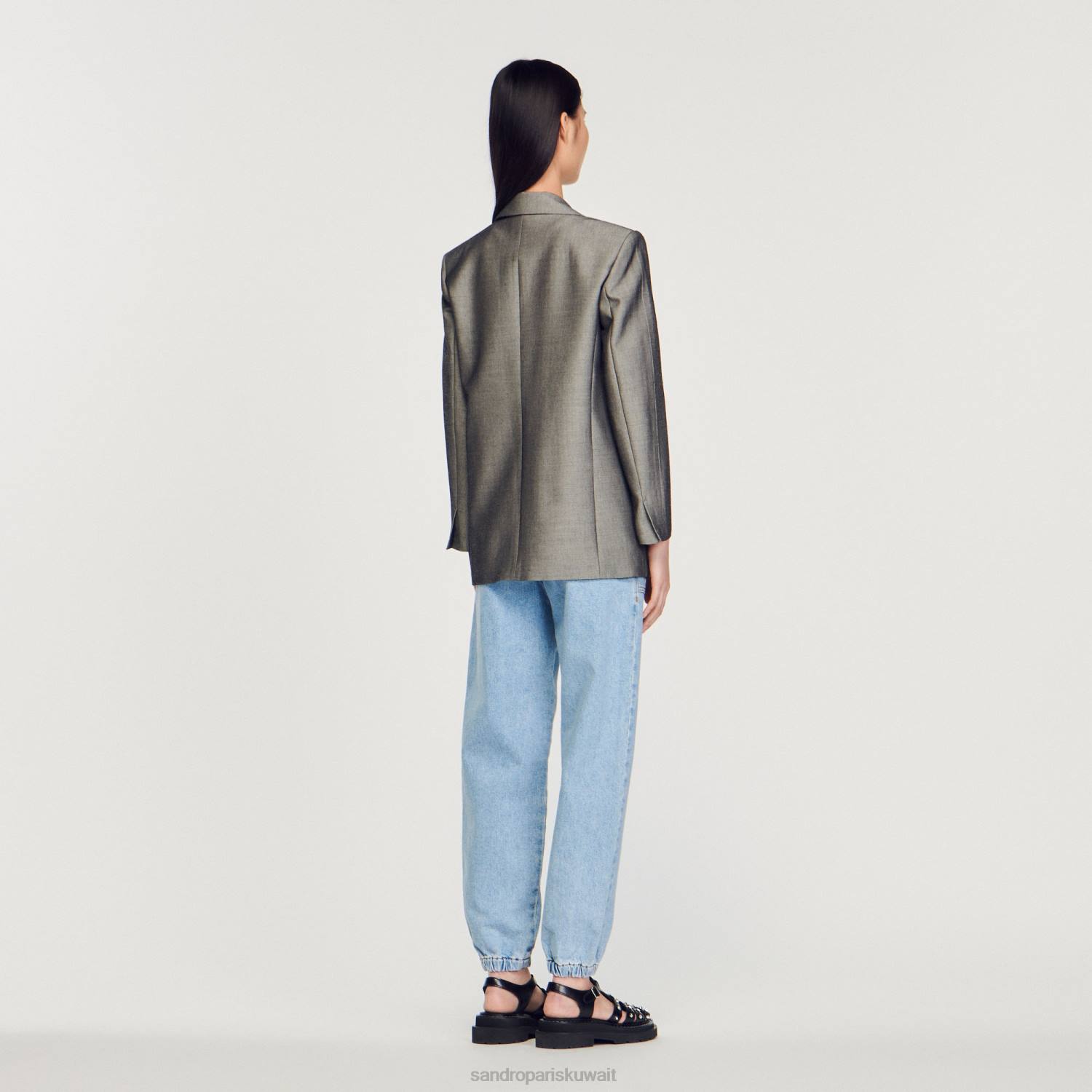ثياب Sandro Paris سترة مصممة رمادي نحيف ZJ00275