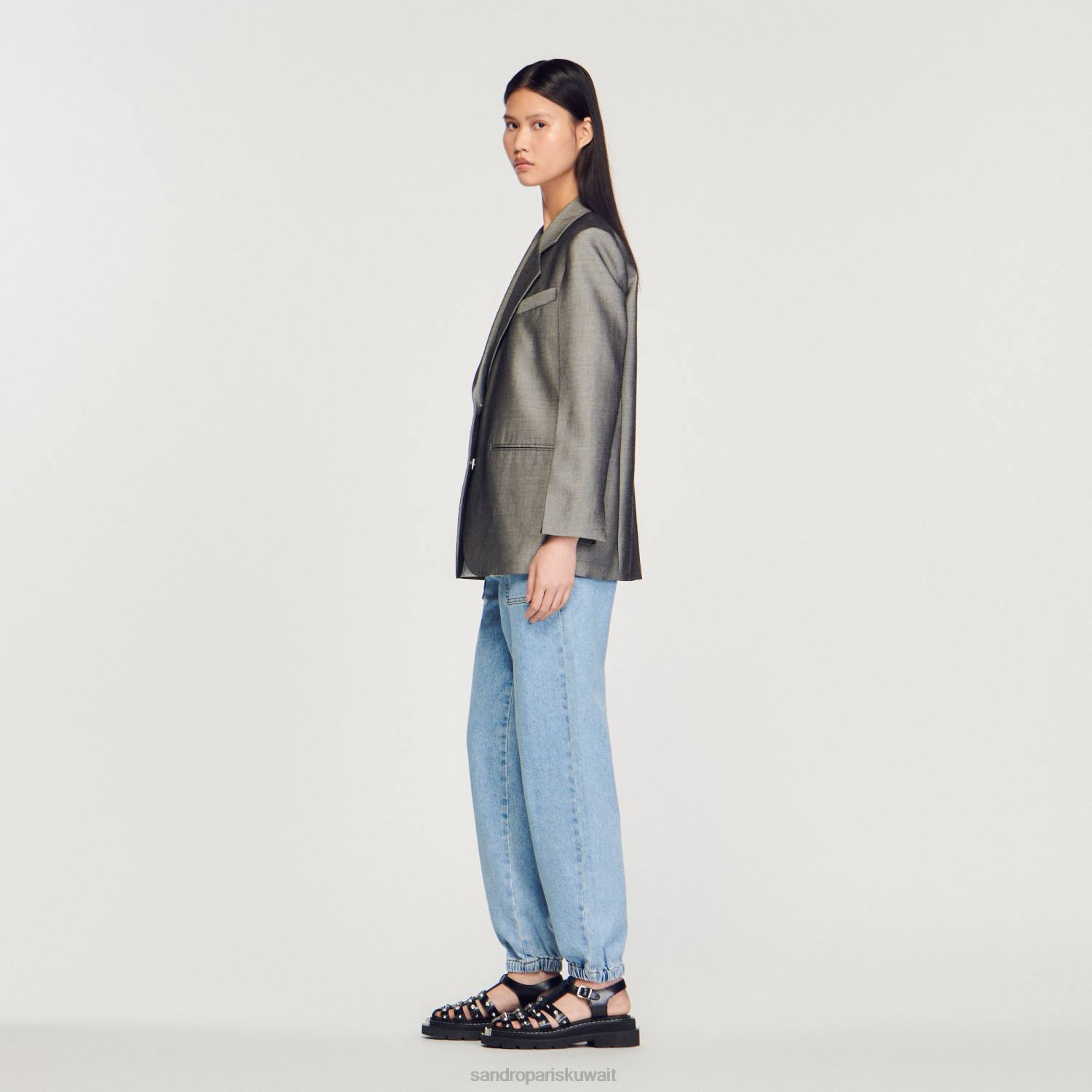 ثياب Sandro Paris سترة مصممة رمادي نحيف ZJ00275