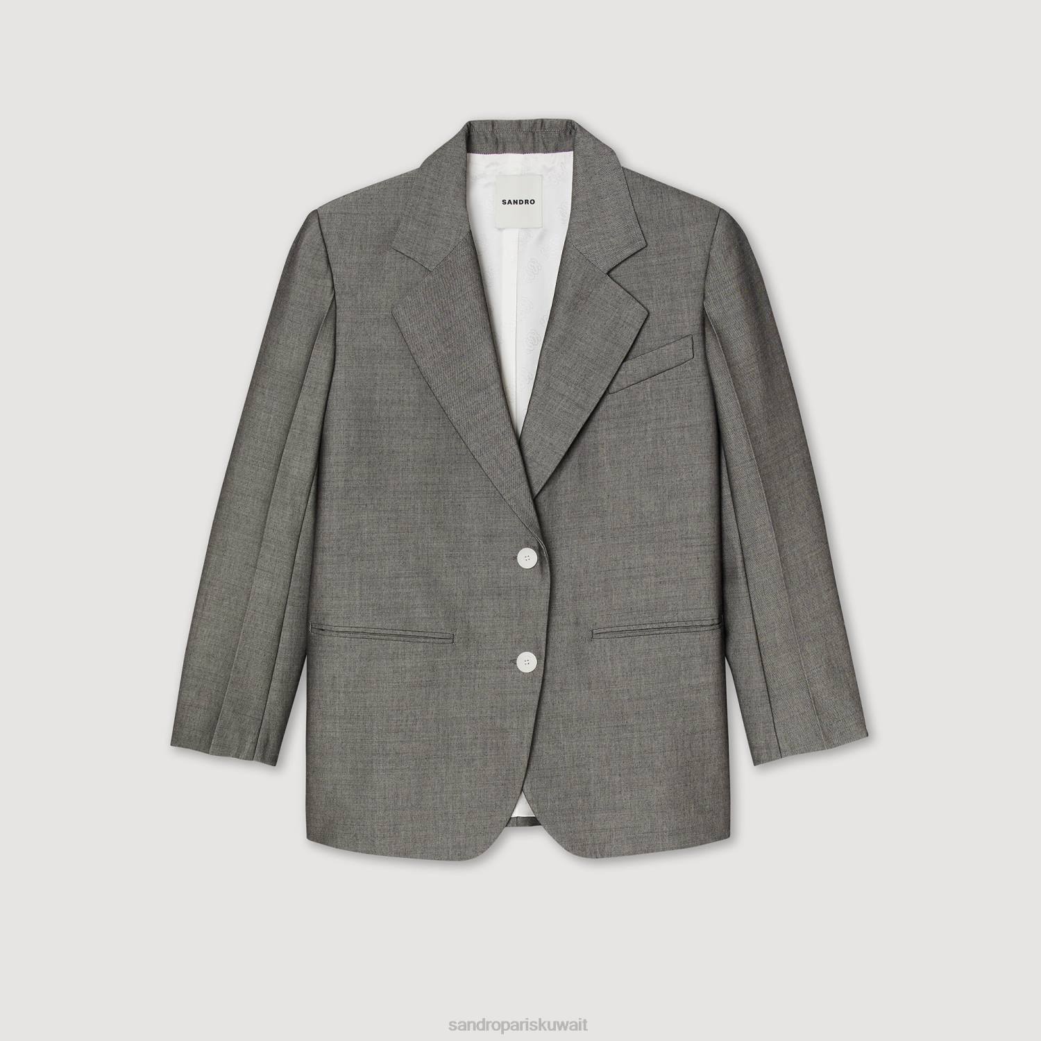 ثياب Sandro Paris سترة مصممة رمادي نحيف ZJ00275