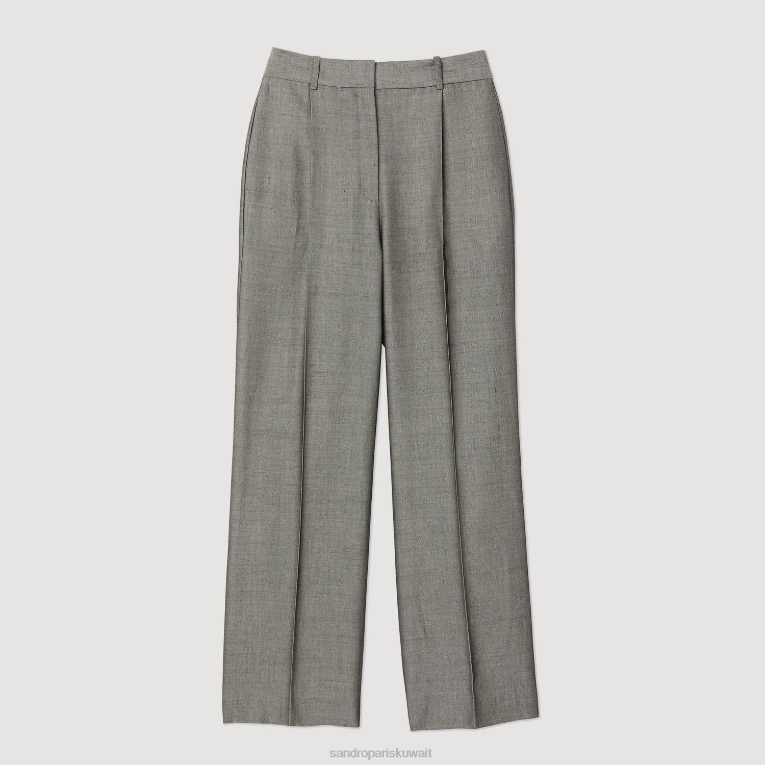 ثياب Sandro Paris السراويل واسعة الساق رمادي نحيف ZJ00277