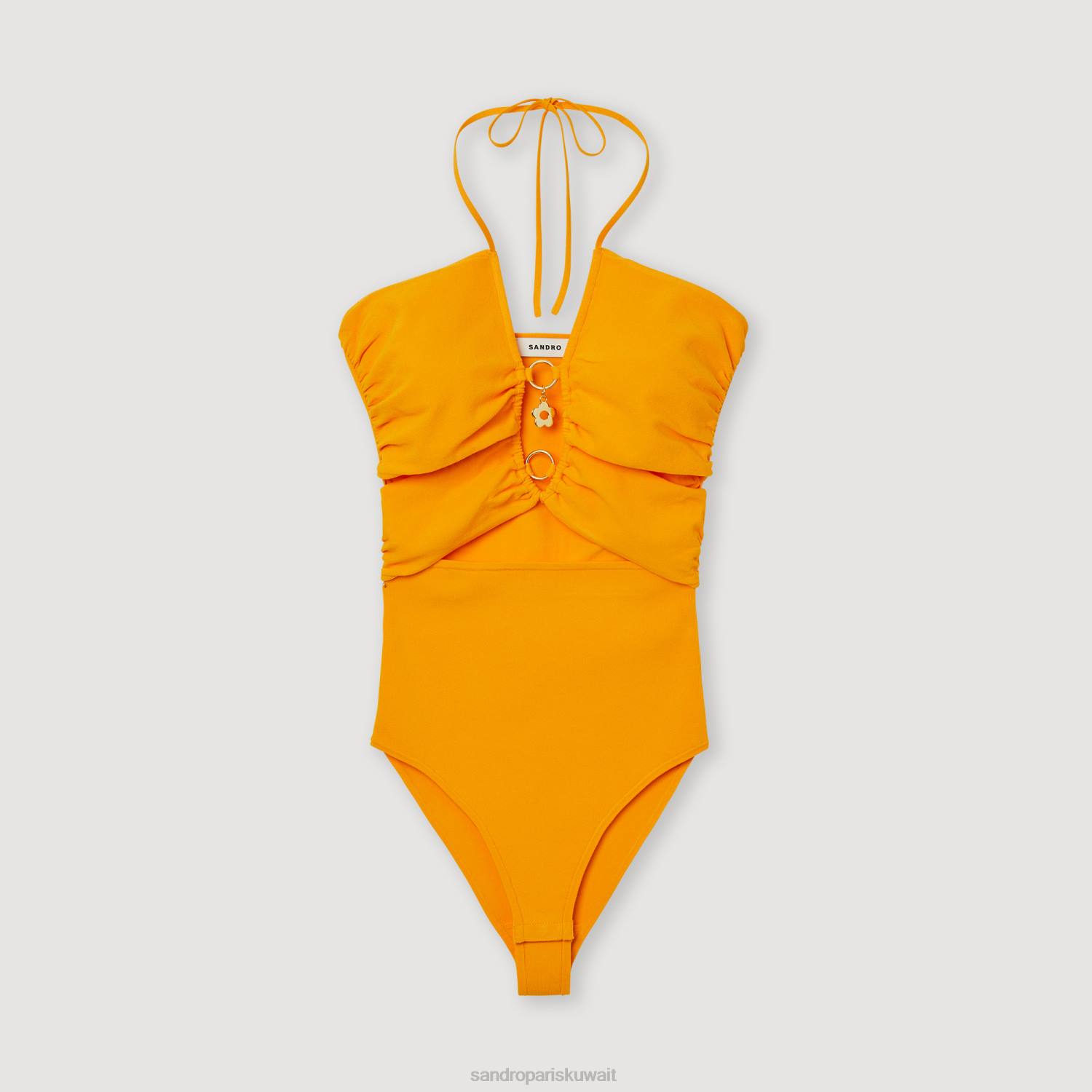 ثياب Sandro Paris بدلة متماسكة مع تفاصيل حلقة البرتقالي نحيف ZJ00281