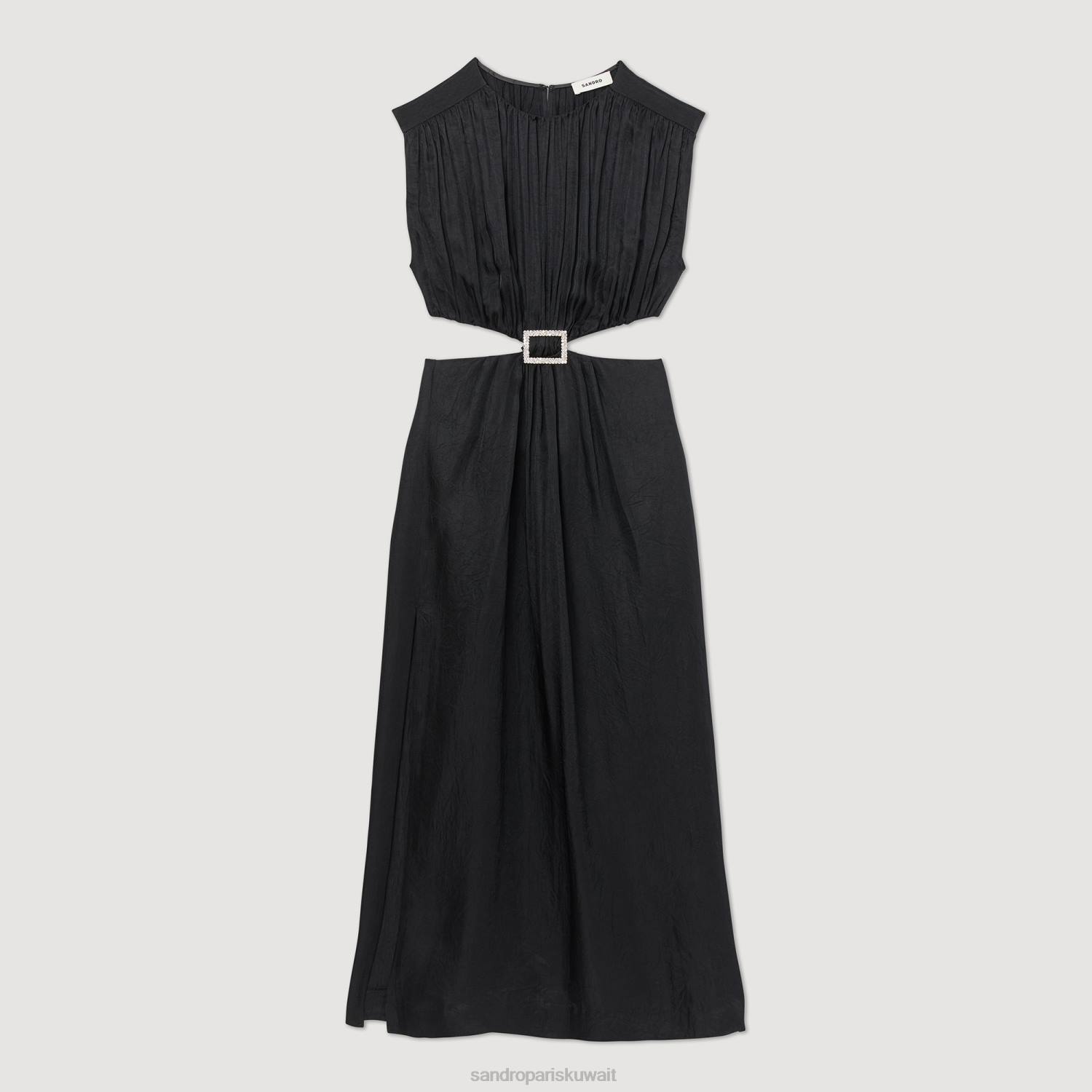 ثياب Sandro Paris فستان ميدي مزين أسود نحيف ZJ00285