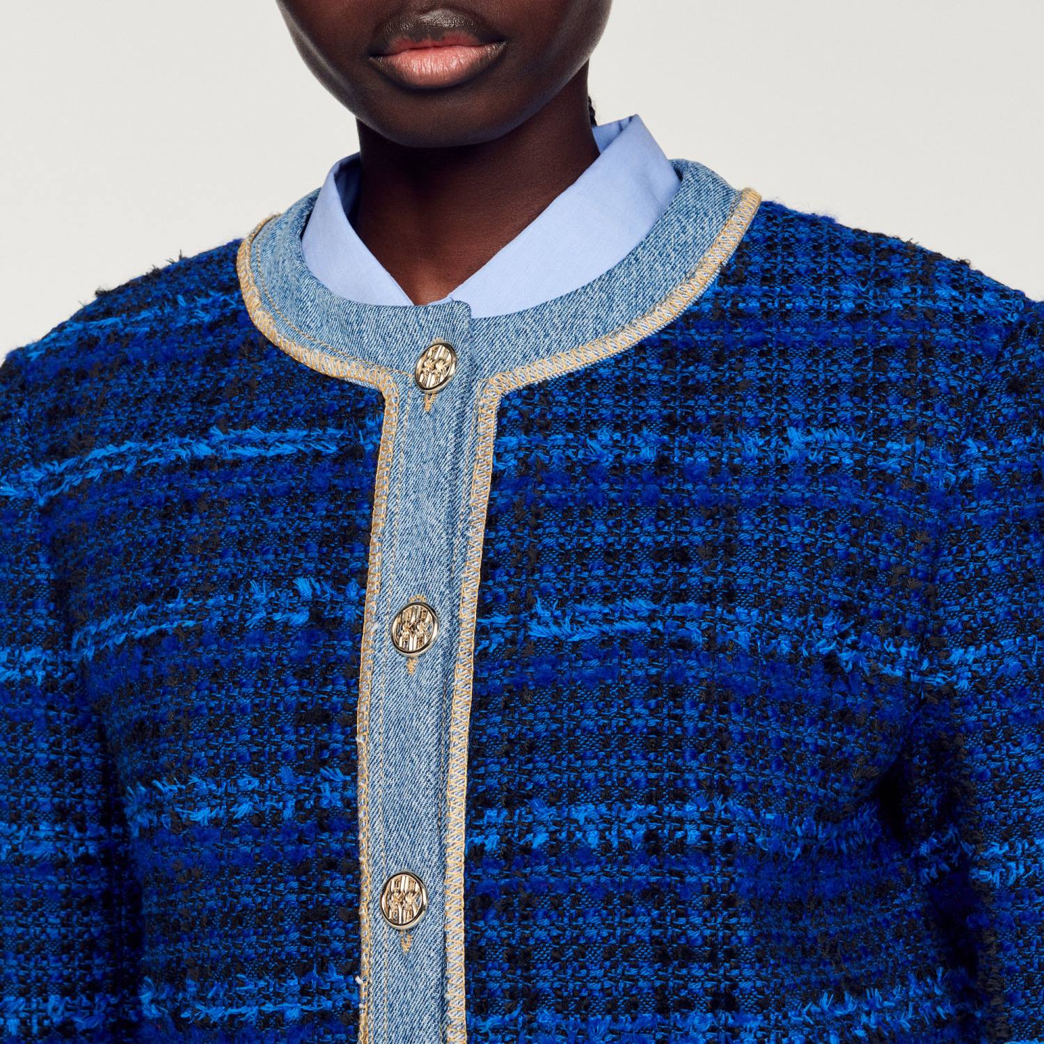 ثياب Sandro Paris سترة صوفية ازرقلكهرباءيهية نحيف ZJ00290