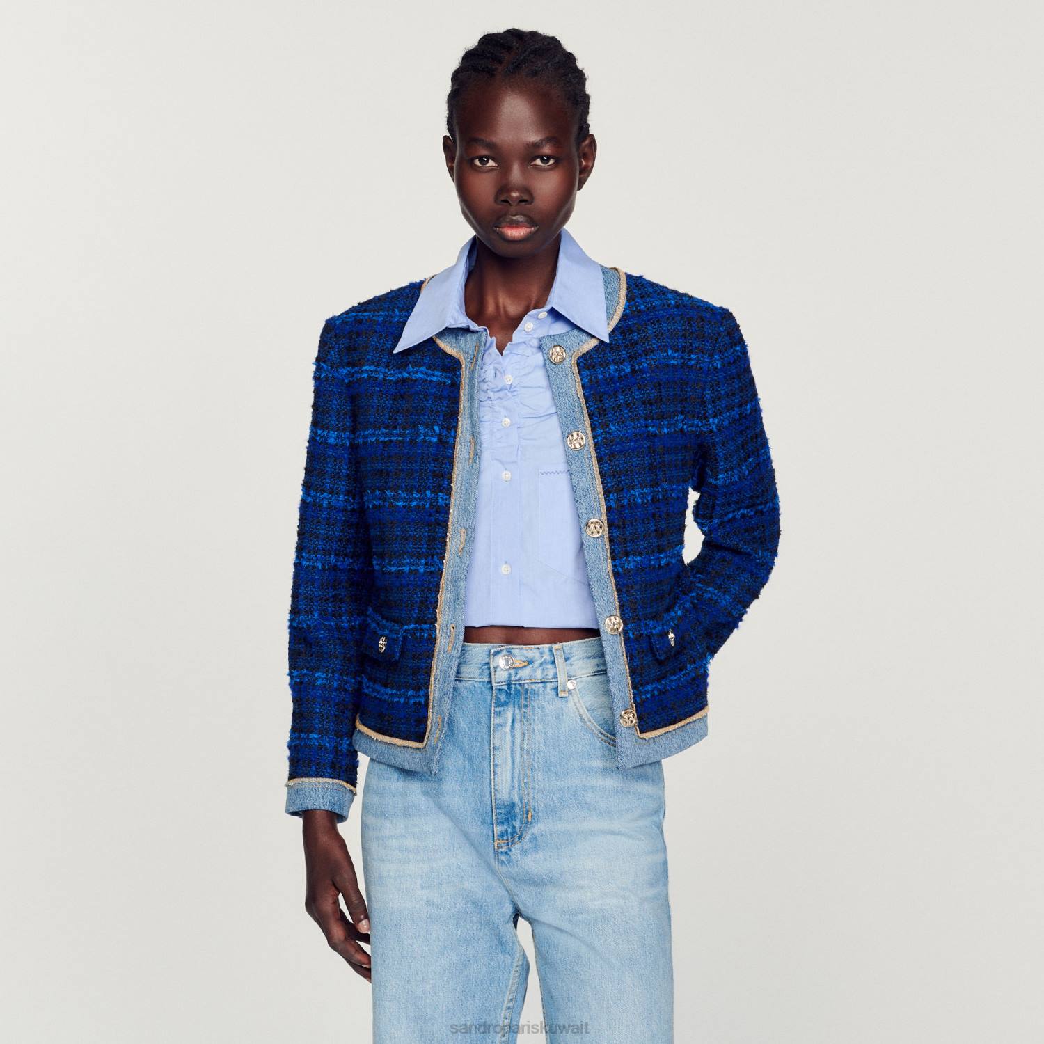 ثياب Sandro Paris سترة صوفية ازرقلكهرباءيهية نحيف ZJ00290