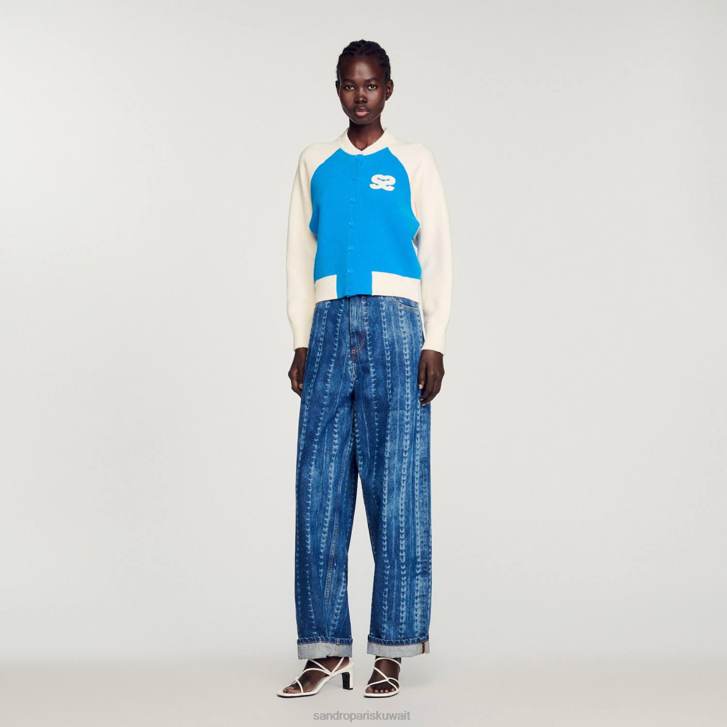 ثياب Sandro Paris معطف اسكواش أزرق نحيف ZJ00293