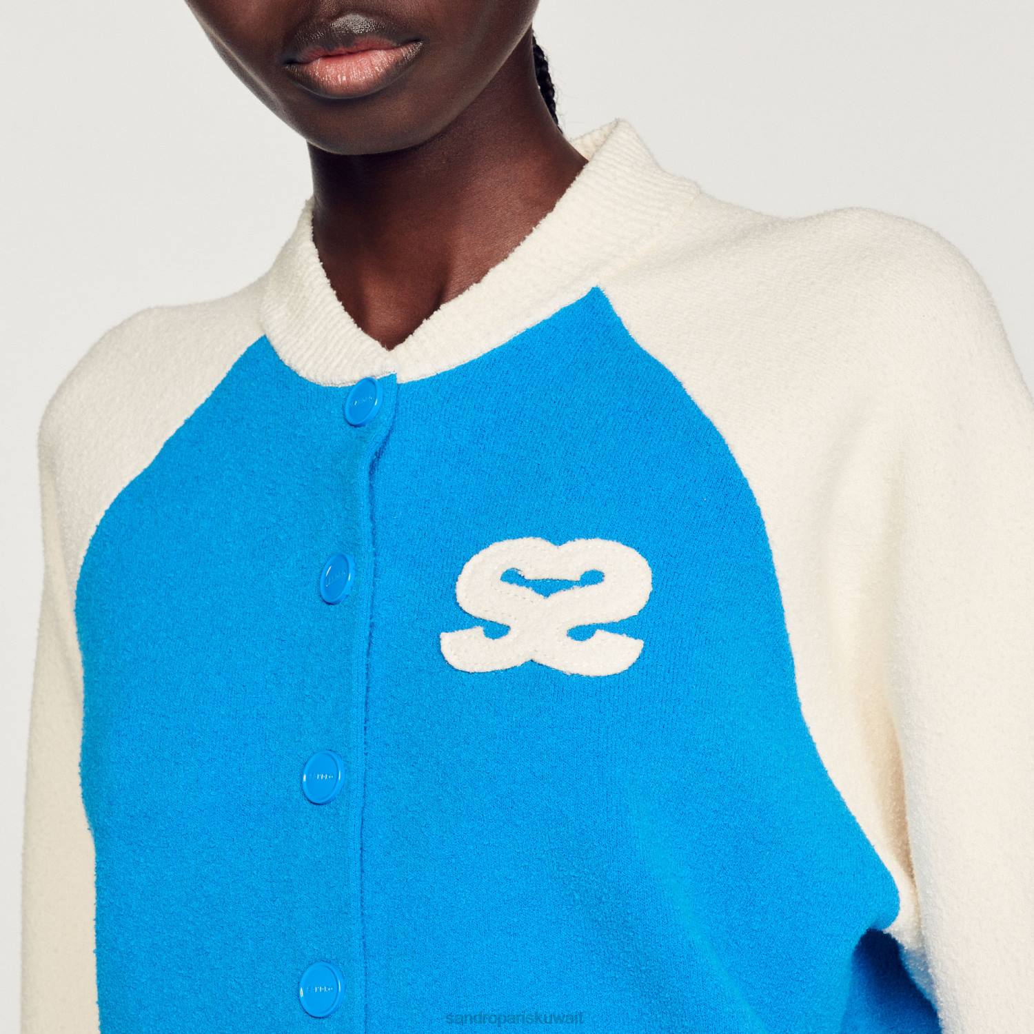 ثياب Sandro Paris معطف اسكواش أزرق نحيف ZJ00293