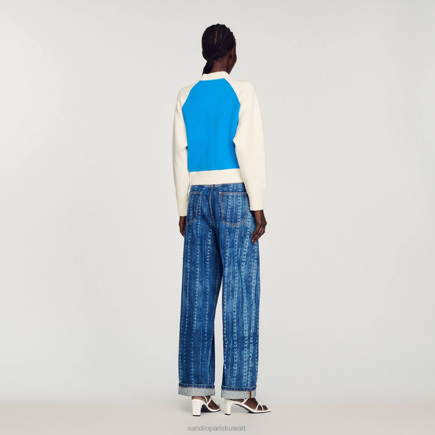 ثياب Sandro Paris معطف اسكواش أزرق نحيف ZJ00293