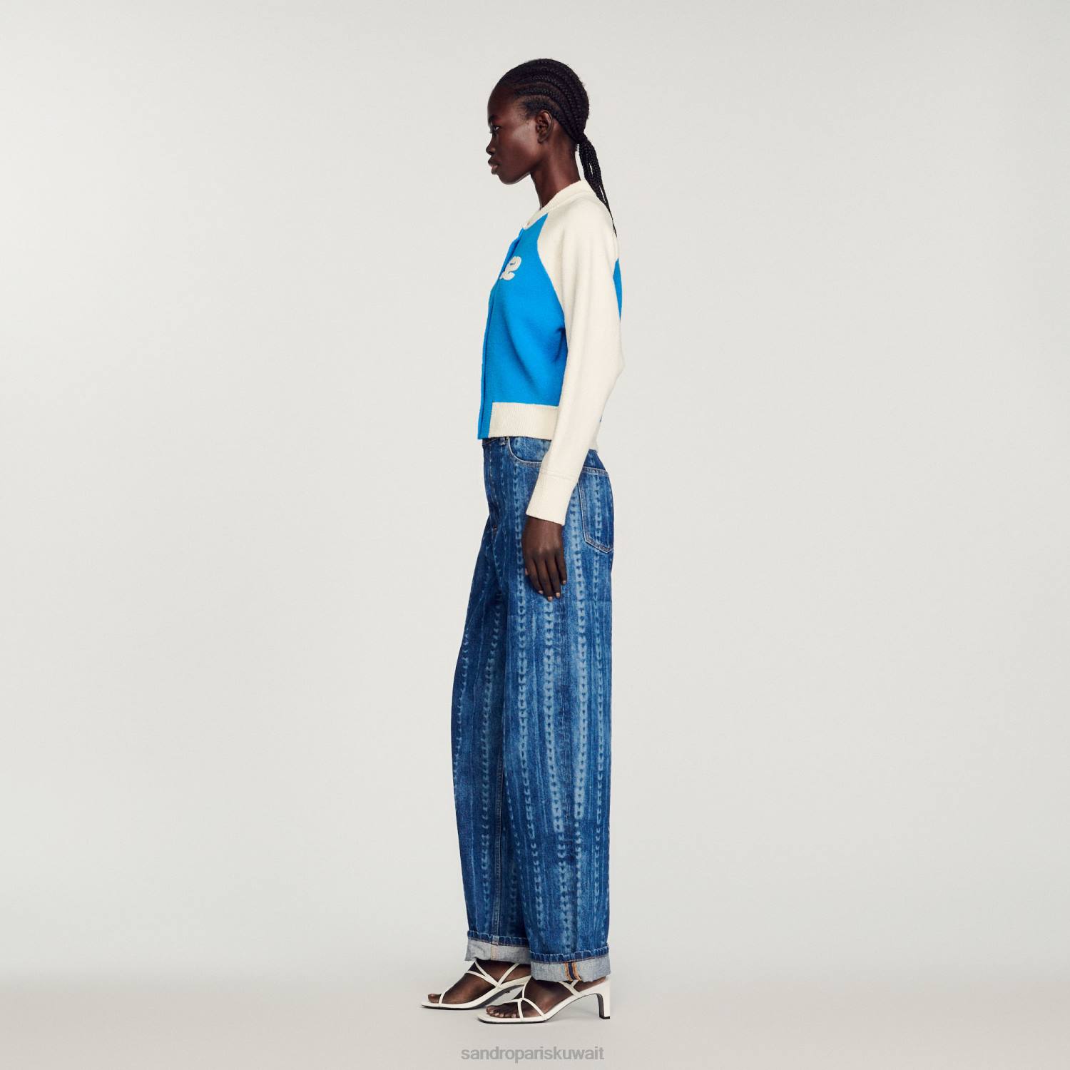 ثياب Sandro Paris معطف اسكواش أزرق نحيف ZJ00293