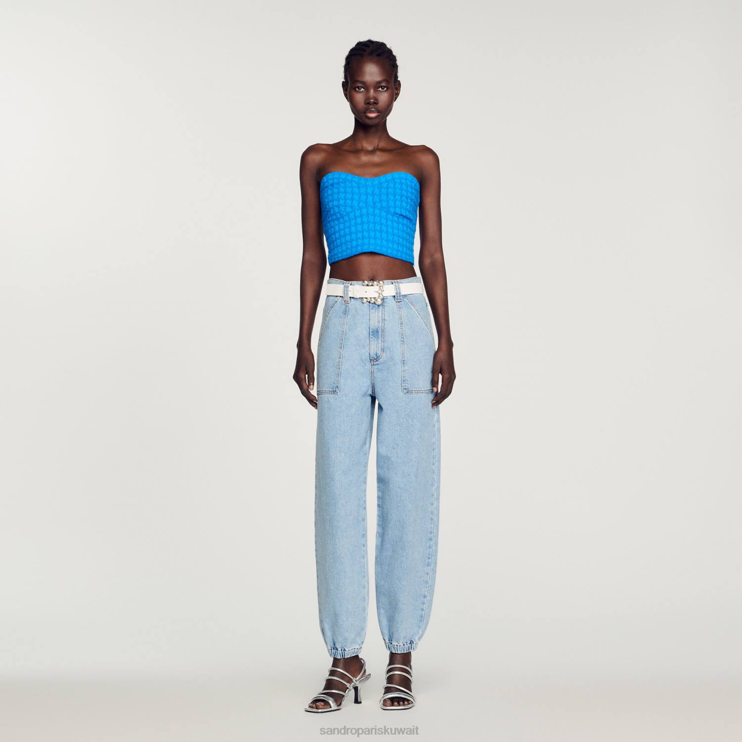 ثياب Sandro Paris اقتصاص التويد بوستير ازرقلكهرباءيهية نحيف ZJ00299