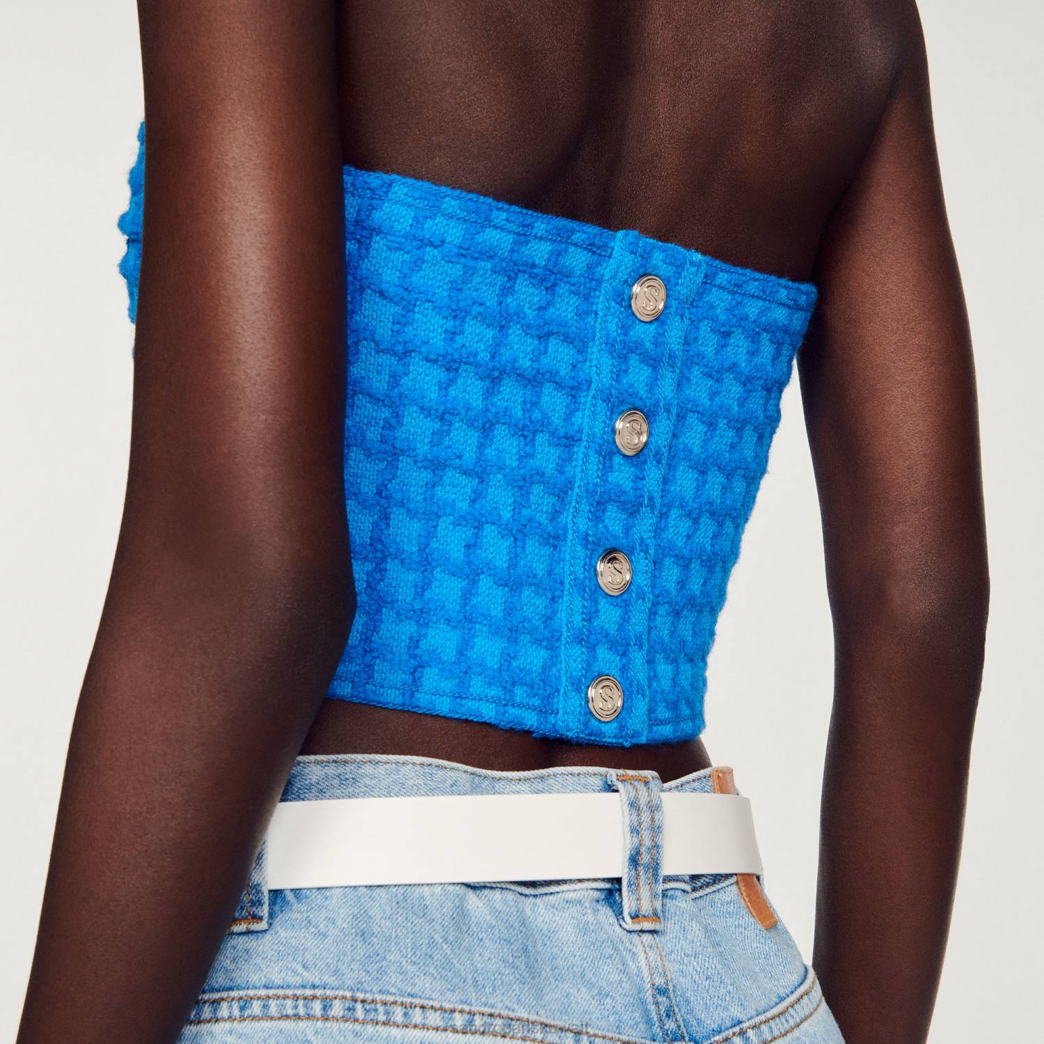 ثياب Sandro Paris اقتصاص التويد بوستير ازرقلكهرباءيهية نحيف ZJ00299