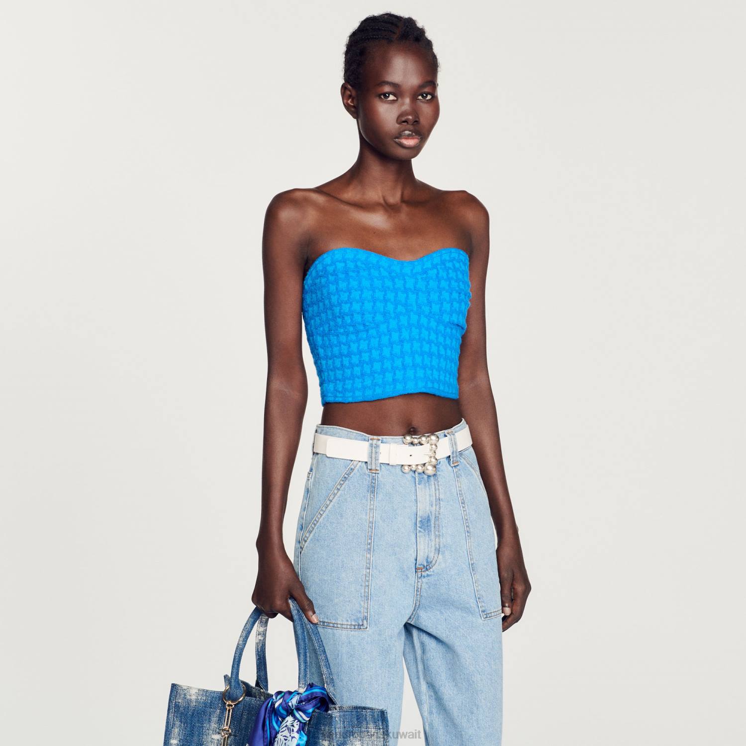 ثياب Sandro Paris اقتصاص التويد بوستير ازرقلكهرباءيهية نحيف ZJ00299