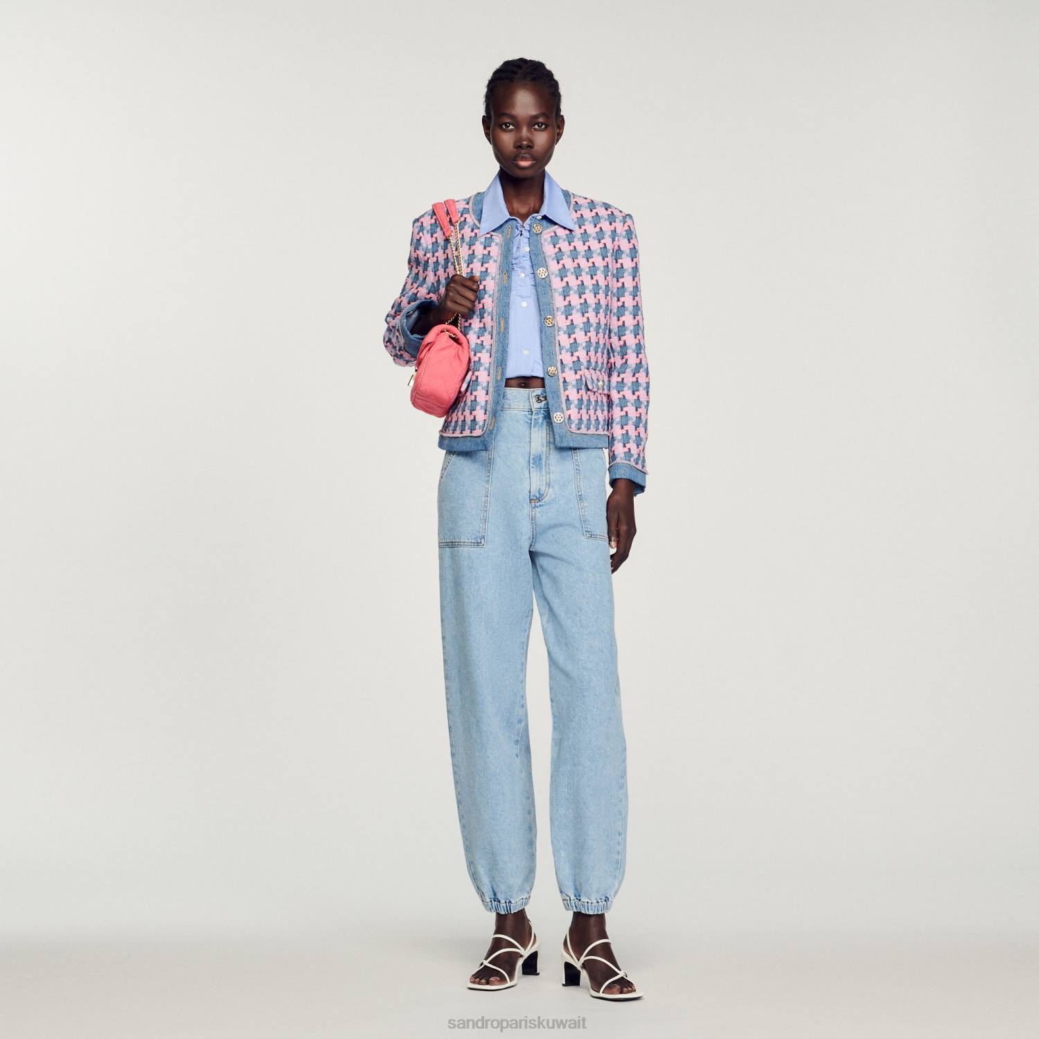 ثياب Sandro Paris سترة صوفية أرجواني/أزرق نحيف ZJ00301