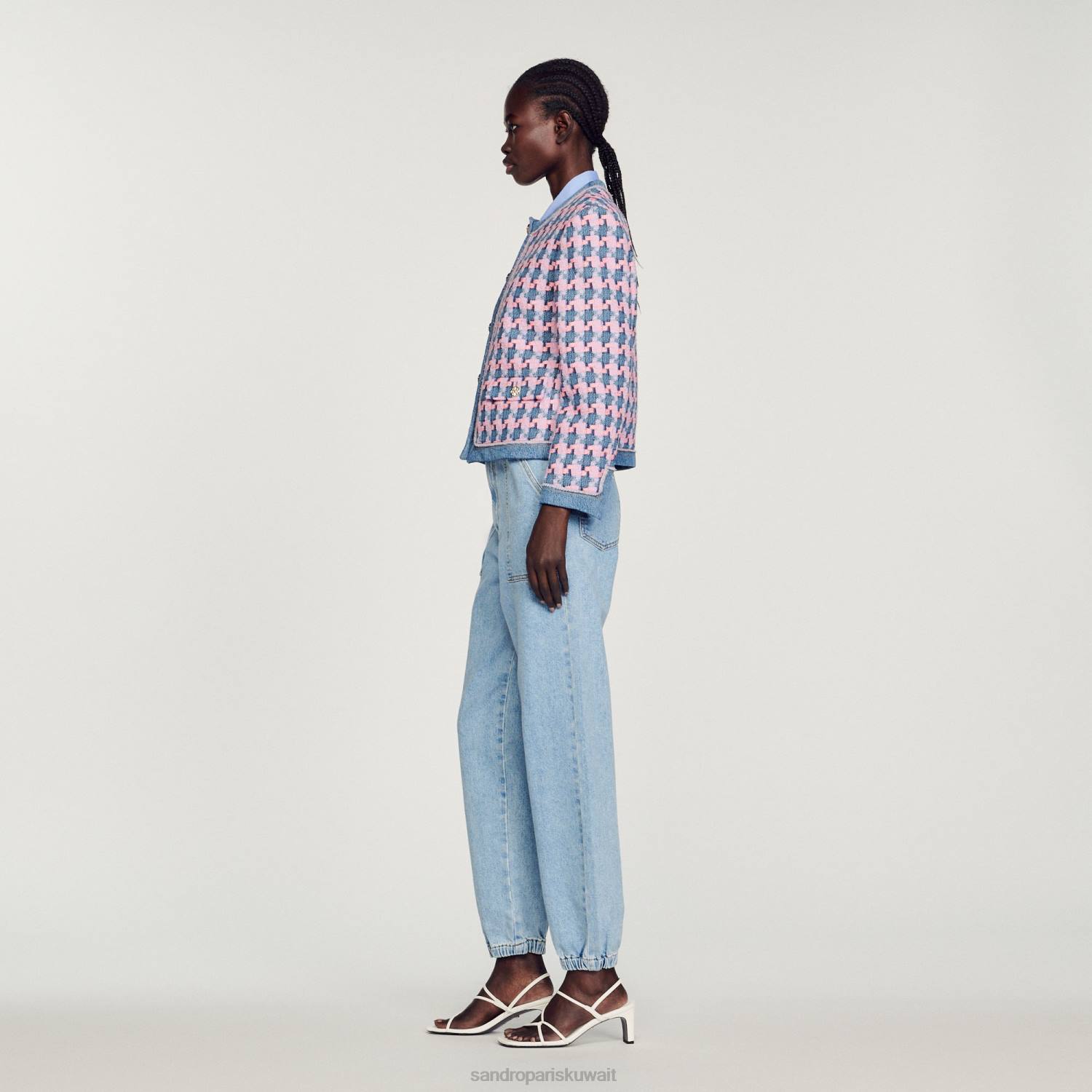 ثياب Sandro Paris سترة صوفية أرجواني/أزرق نحيف ZJ00301