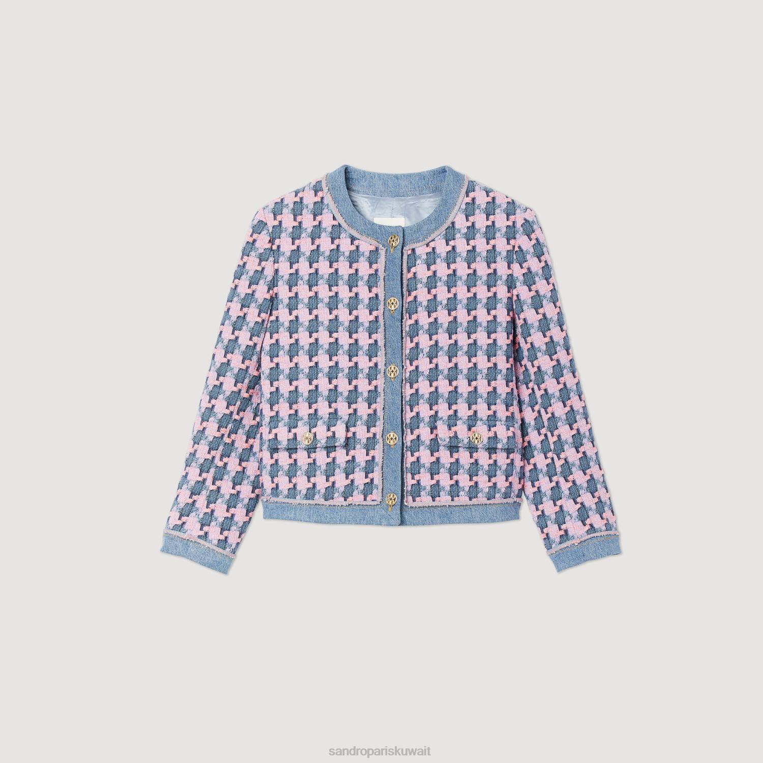 ثياب Sandro Paris سترة صوفية أرجواني/أزرق نحيف ZJ00301